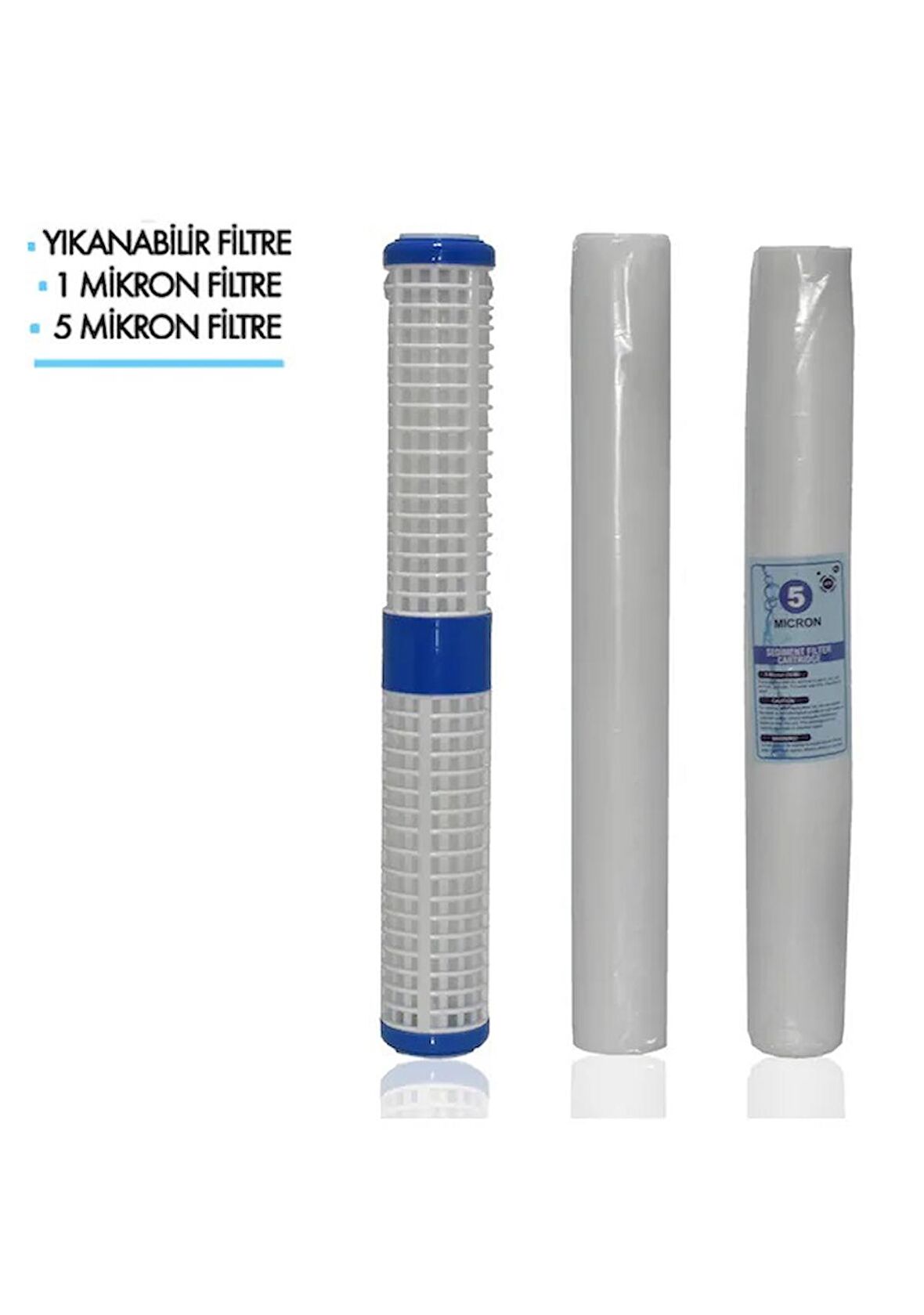 Daire Bina Sayaç Girişi 20" İnc 3 Aşama ( Yıkanabilir , 1m Sediment , 5m Sediment ) Yedek Filtre Seti 
