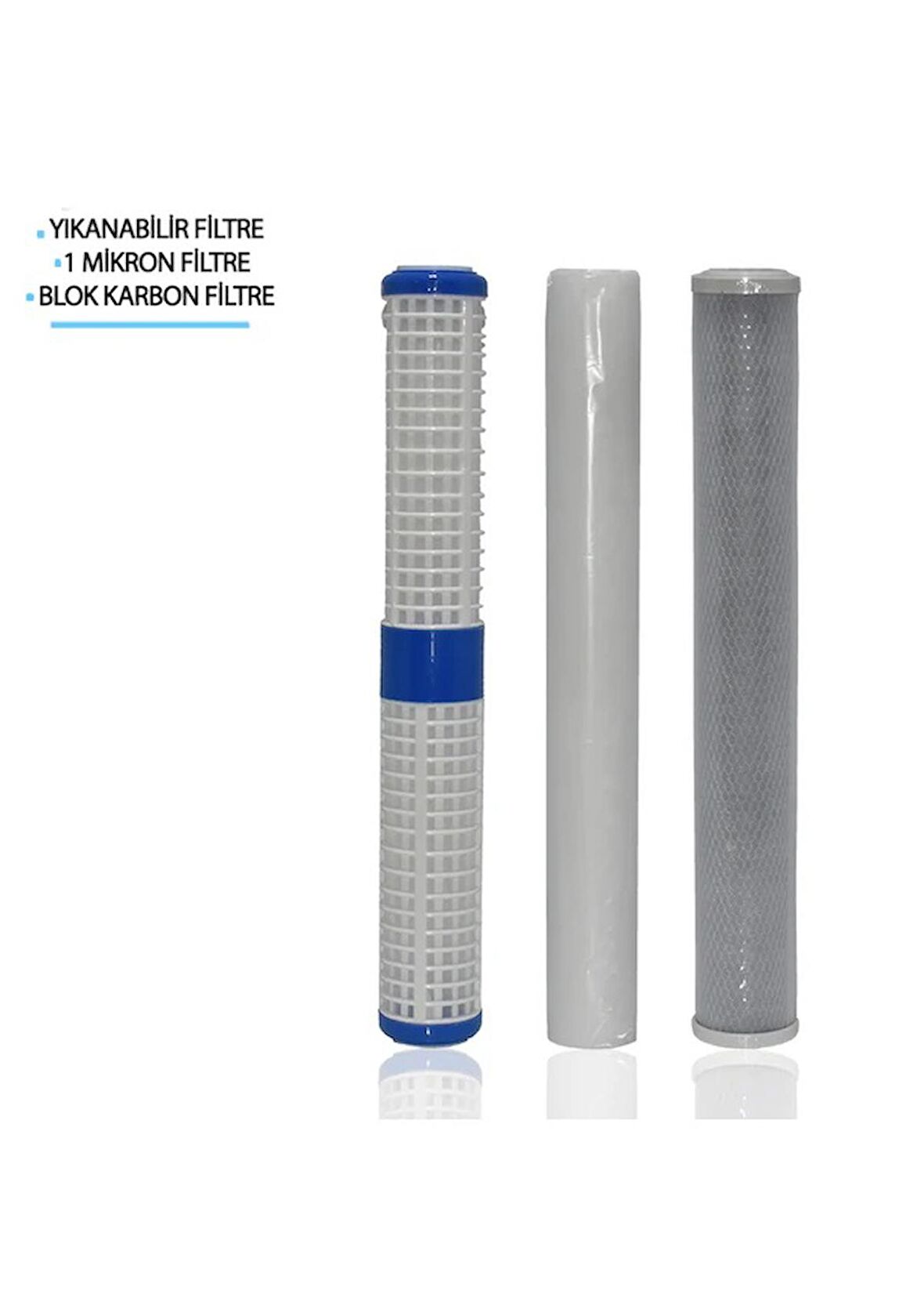 Daire Bina Sayaç Girişi 20" İnc 3 Aşama ( Yıkanabilir , 1m Sediment , Blok ) Yedek Filtre Seti 