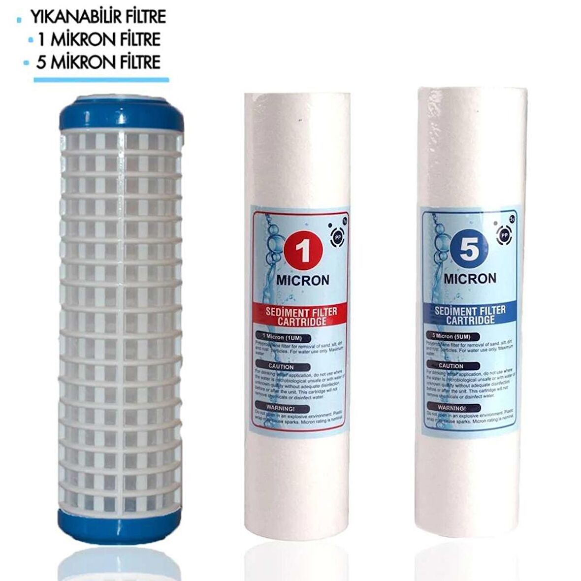 Daire Bina Sayaç Girişi 10" İnc 3 Aşama (Yıkanabilir , 1m Sediment , 5m Sediment) Yedek Filtre Seti 