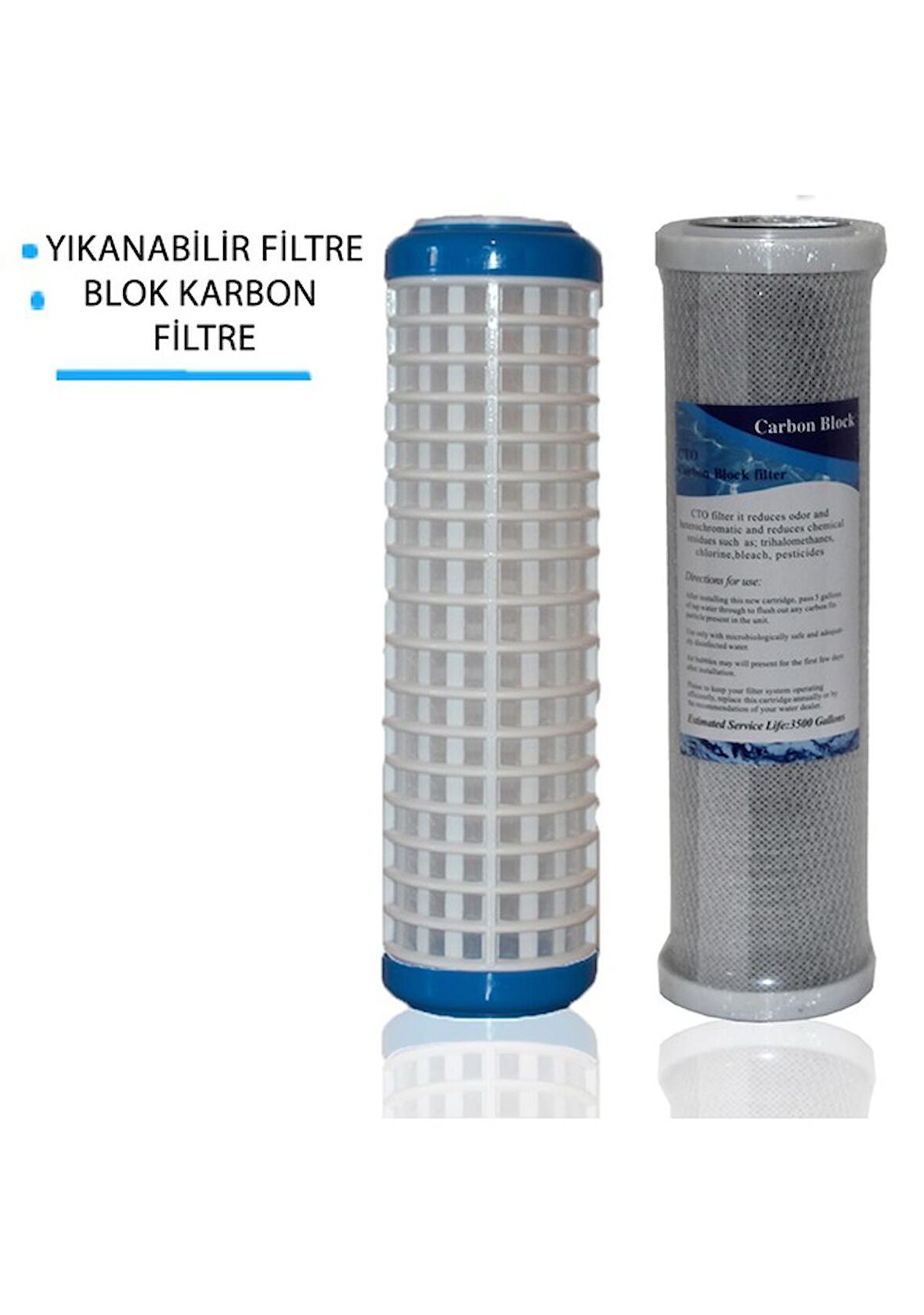 Daire Bina Sayaç Girişi 10" İnc 2 Aşama ( Yıkanabilir , Blok ) Yedek Filtre Seti 