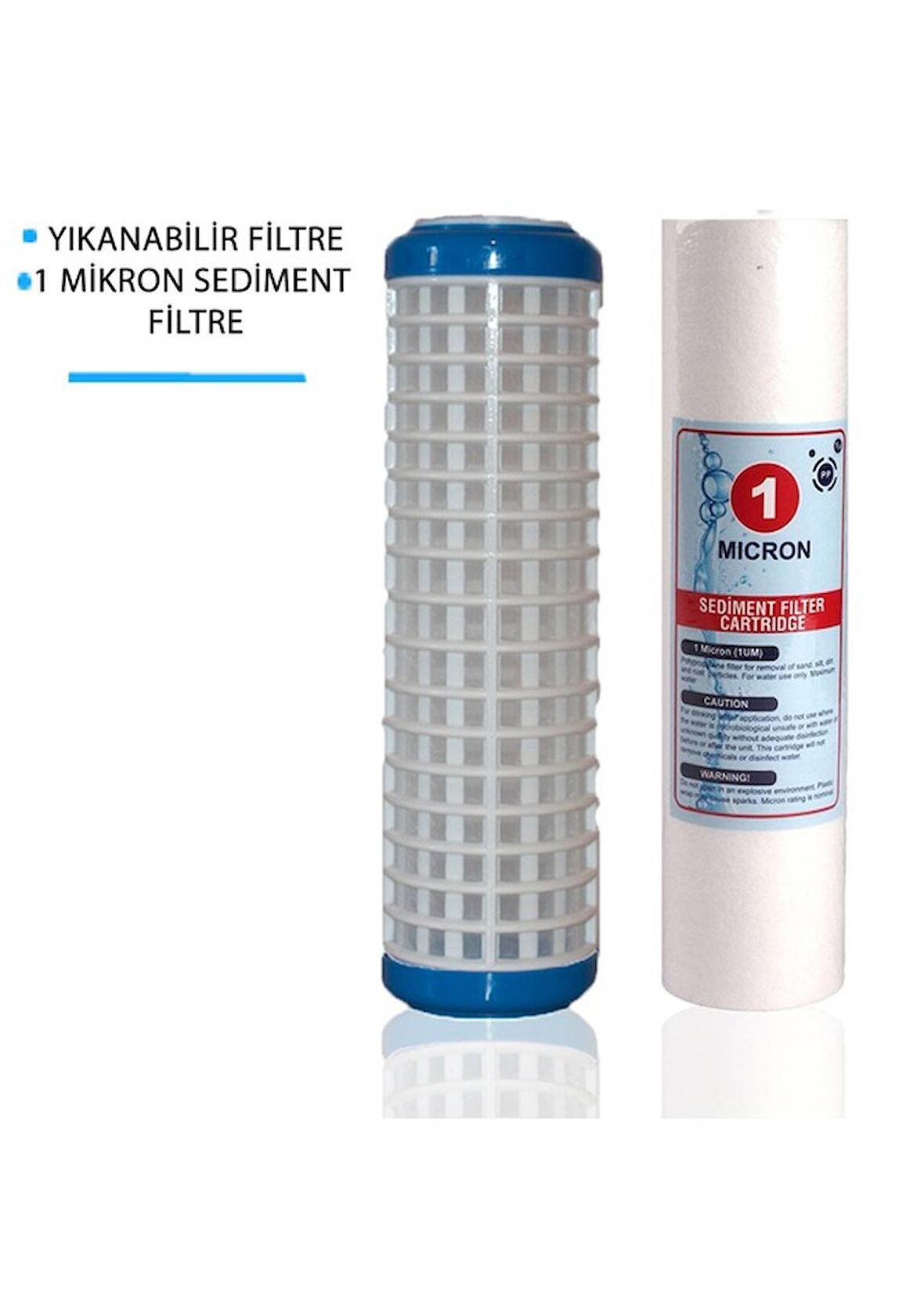 Daire Bina Sayaç Girişi 10" İnc 2 Aşama ( Yıkanabilir , 1m Sediment ) Yedek Filtre Seti 