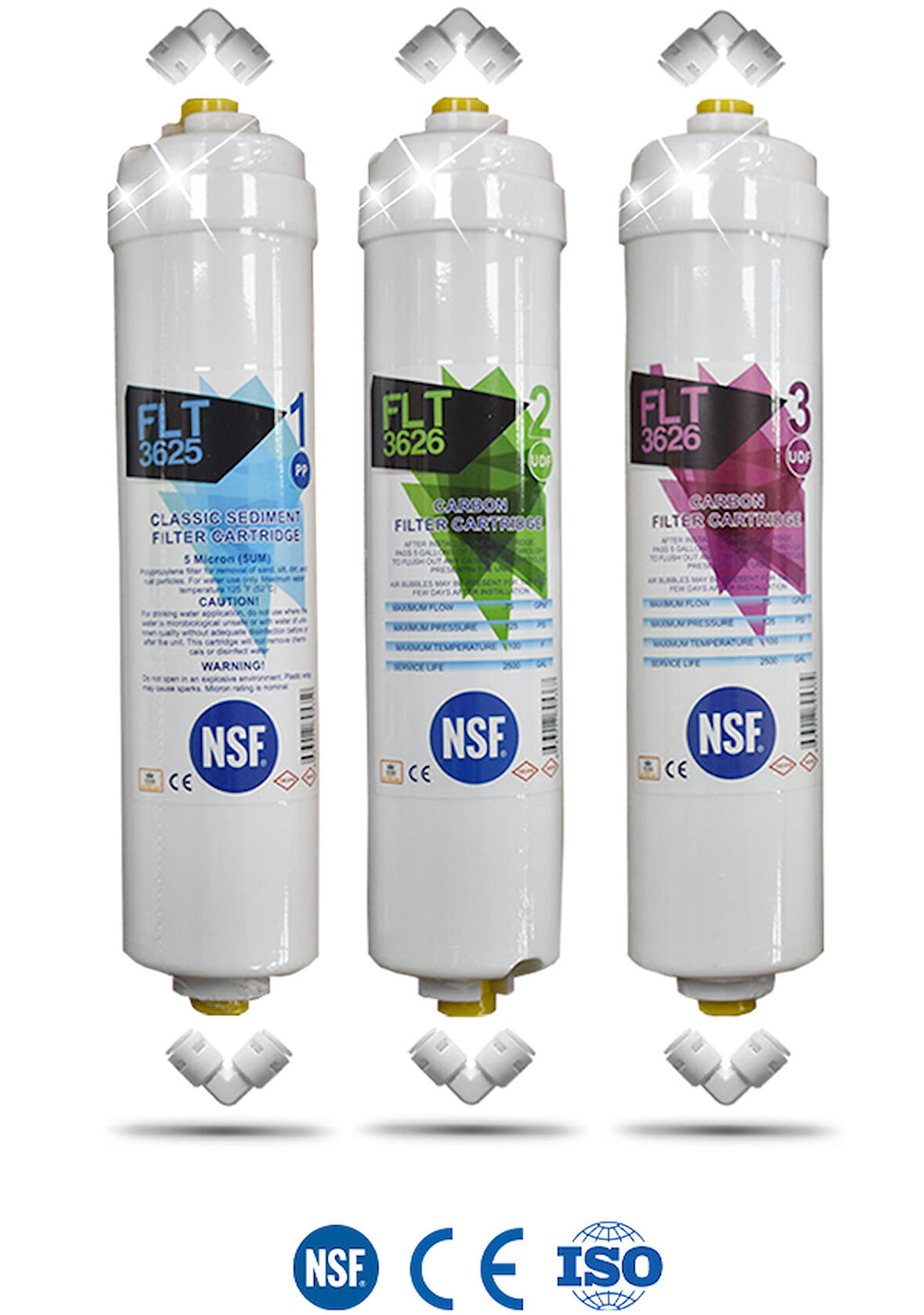 Kapalı Kasa Su Arıtma Cihazı Yeni Nsf'li Özel Seri 3 Aşamalı İnline 6 Aylık Filtre Seti