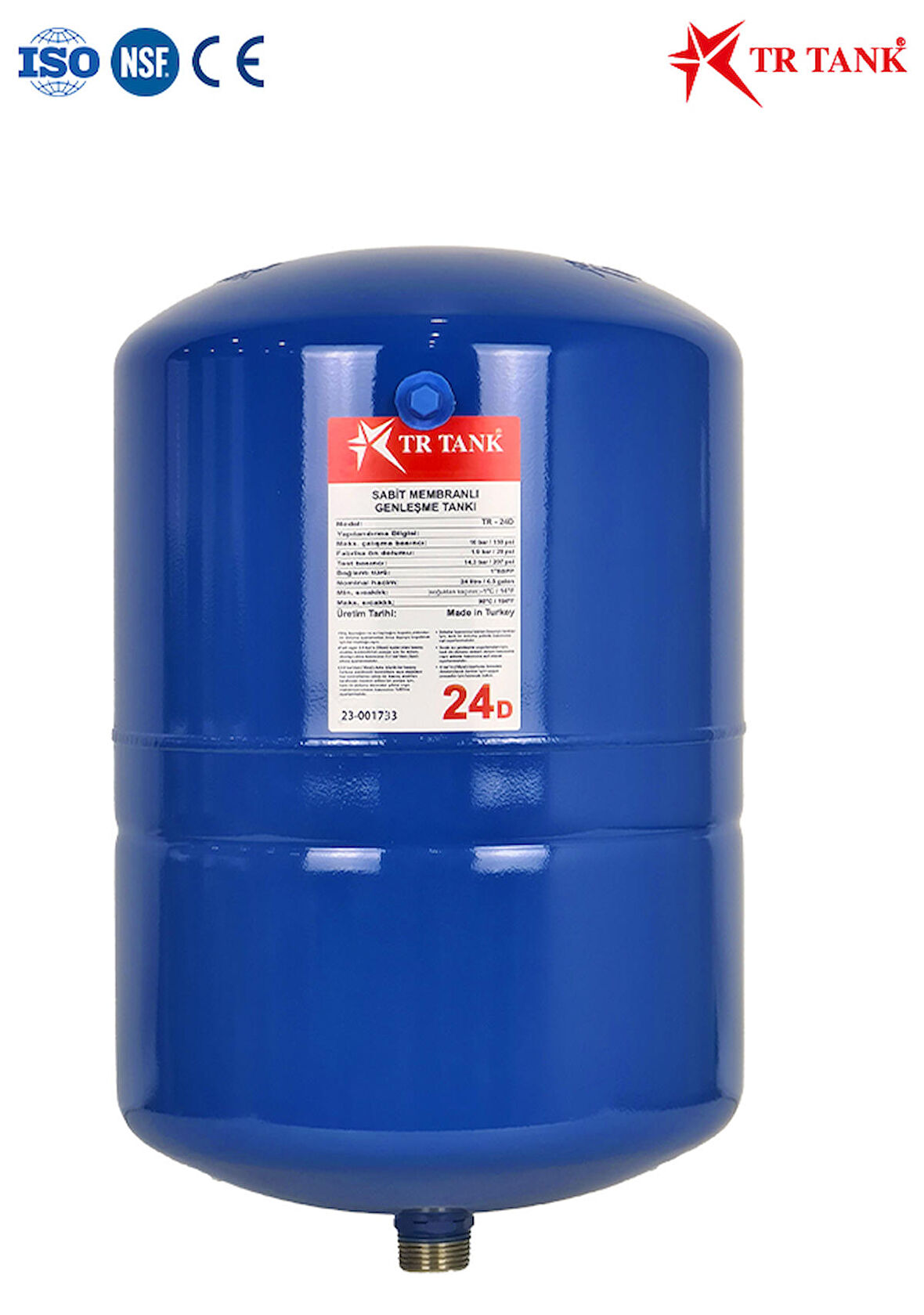 Trtank Profesyonel 24 Litre Dikey Ayaklı Nsf Membranlı Hidrofor Genleşme Tankı