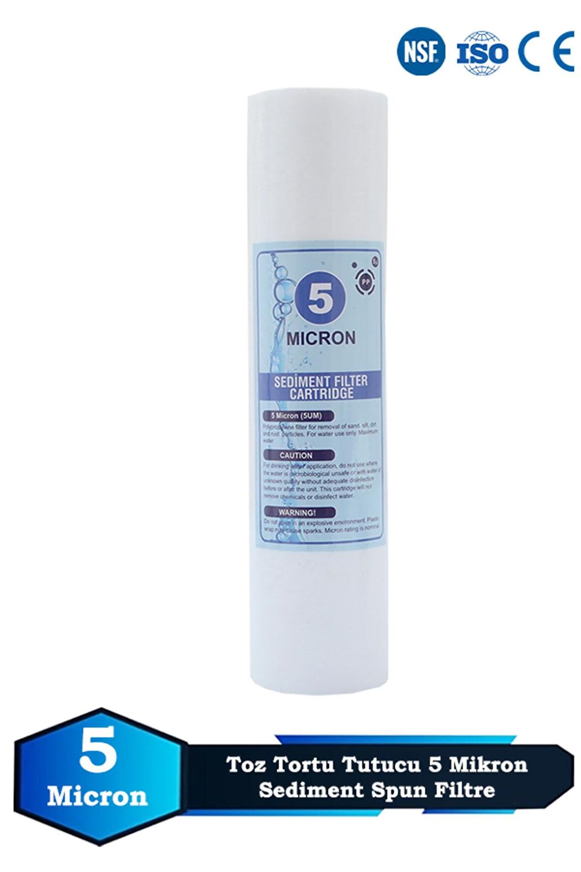 Açık Kasa Su Arıtma Cihazı 10 Inç 5 Mikron Sediment Spun Filtre (Toz,tortu Filtre)