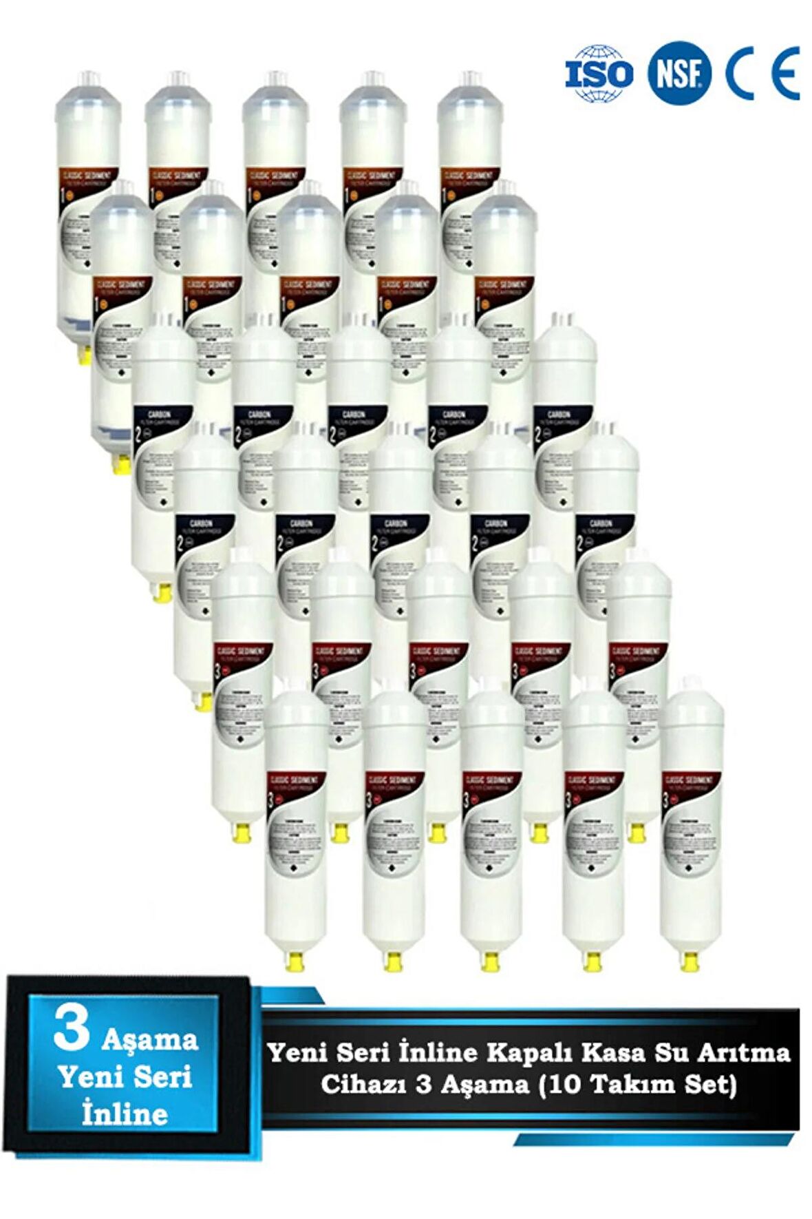 Kapalı Kasa Su Arıtma Cihazı Yeni Seri Inline 3 Aşamalı Toptan 10 Takım Filtre Bakım Seti