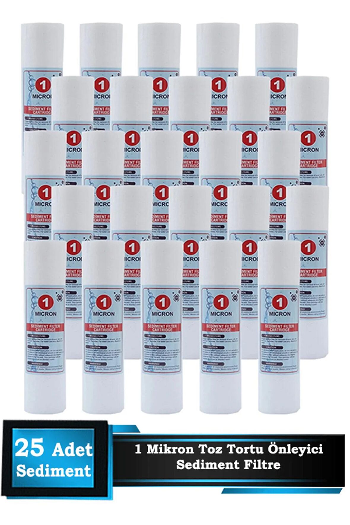 Açık Kasa Su Arıtma Cihazı 10 Inç 1 Mikron Sediment Spun Filtre (25 Adet)