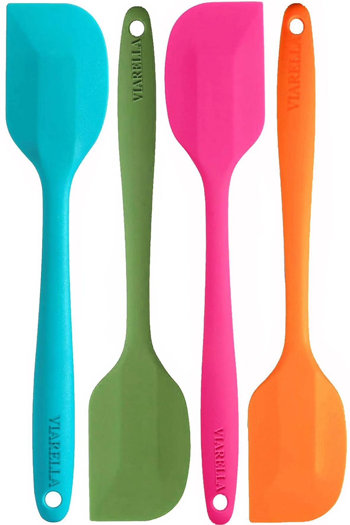 Silikon Spatula Seti 4lü Büyük Boy Yanmaz Yapışmaz Çizmez Turkuaz-Yeşil-fuşya-turuncu 27cm