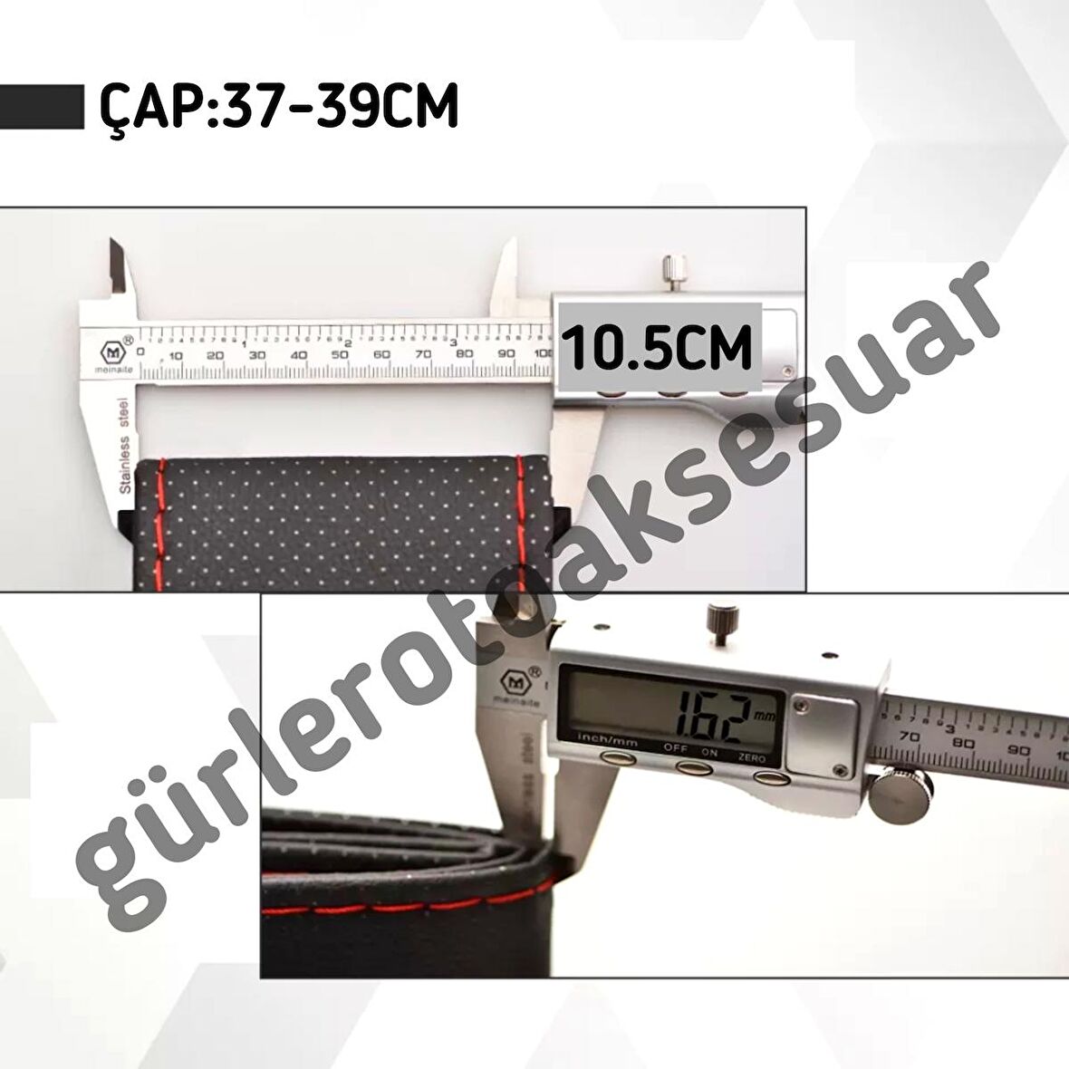 Universal Dikmeli Direksiyon Kılıfı Noktalı Kabon Sarı Yüzüklü 38×10.5Cm
