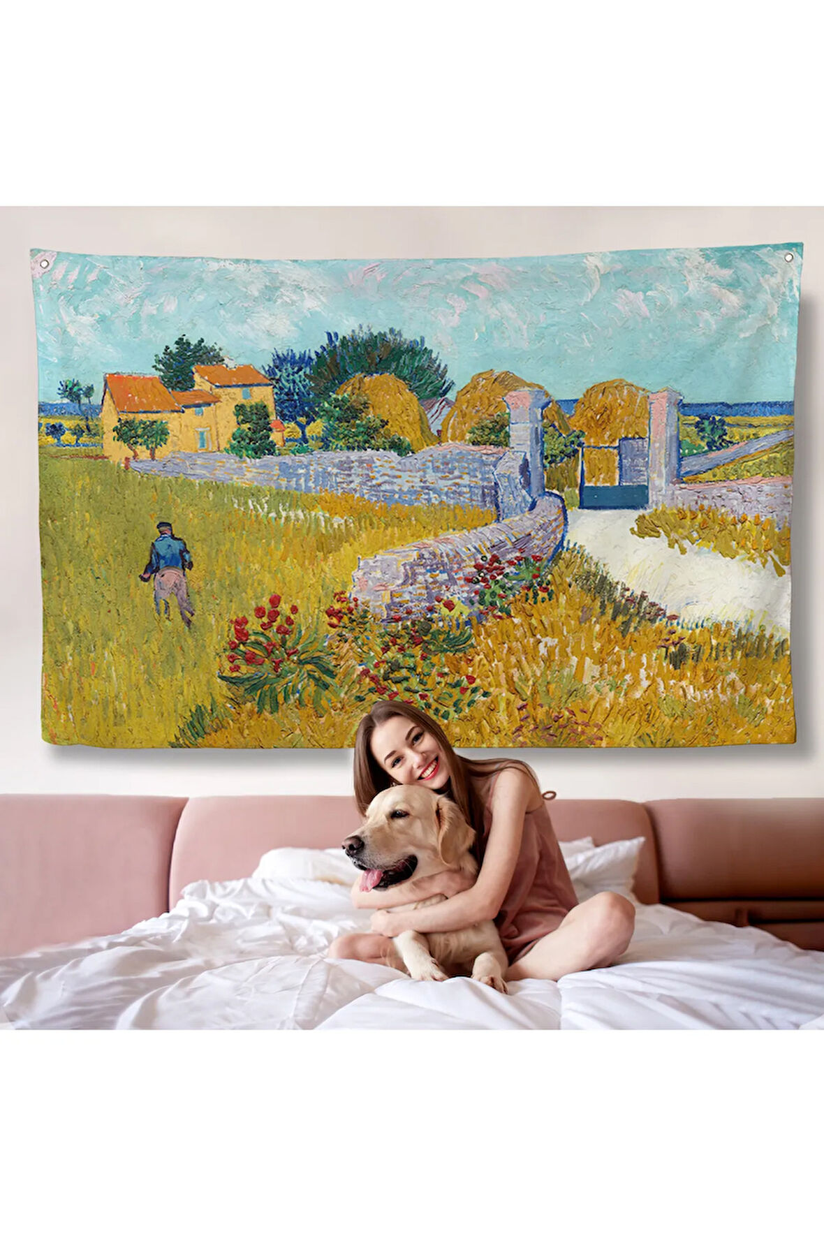 Vincent van Gogh Provence’de Çiftlik Evi Duvar Örtüsü-7168
