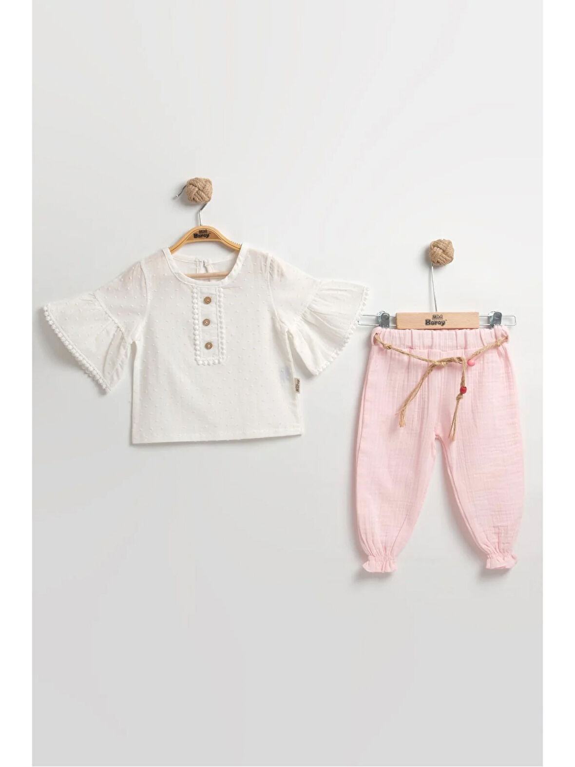 Müslin Pantolonlu Kız Takımı Seti (9-12-18 Ay) %100 Pamuk - Rahat Hareket Kolaylığı