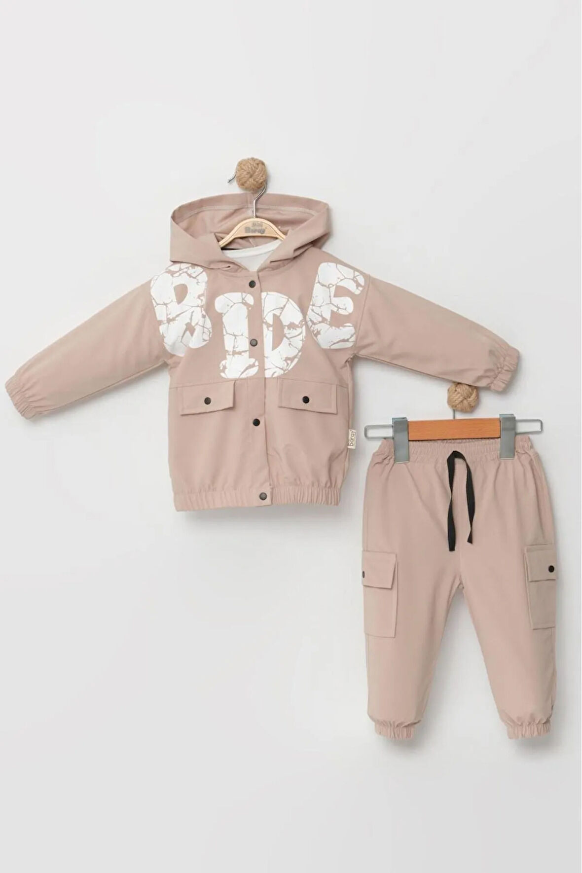 Erkek Bebek Yağmurluklu Kargo Pantolon 3'lü Takım (9-12-18 Ay) Pamuk