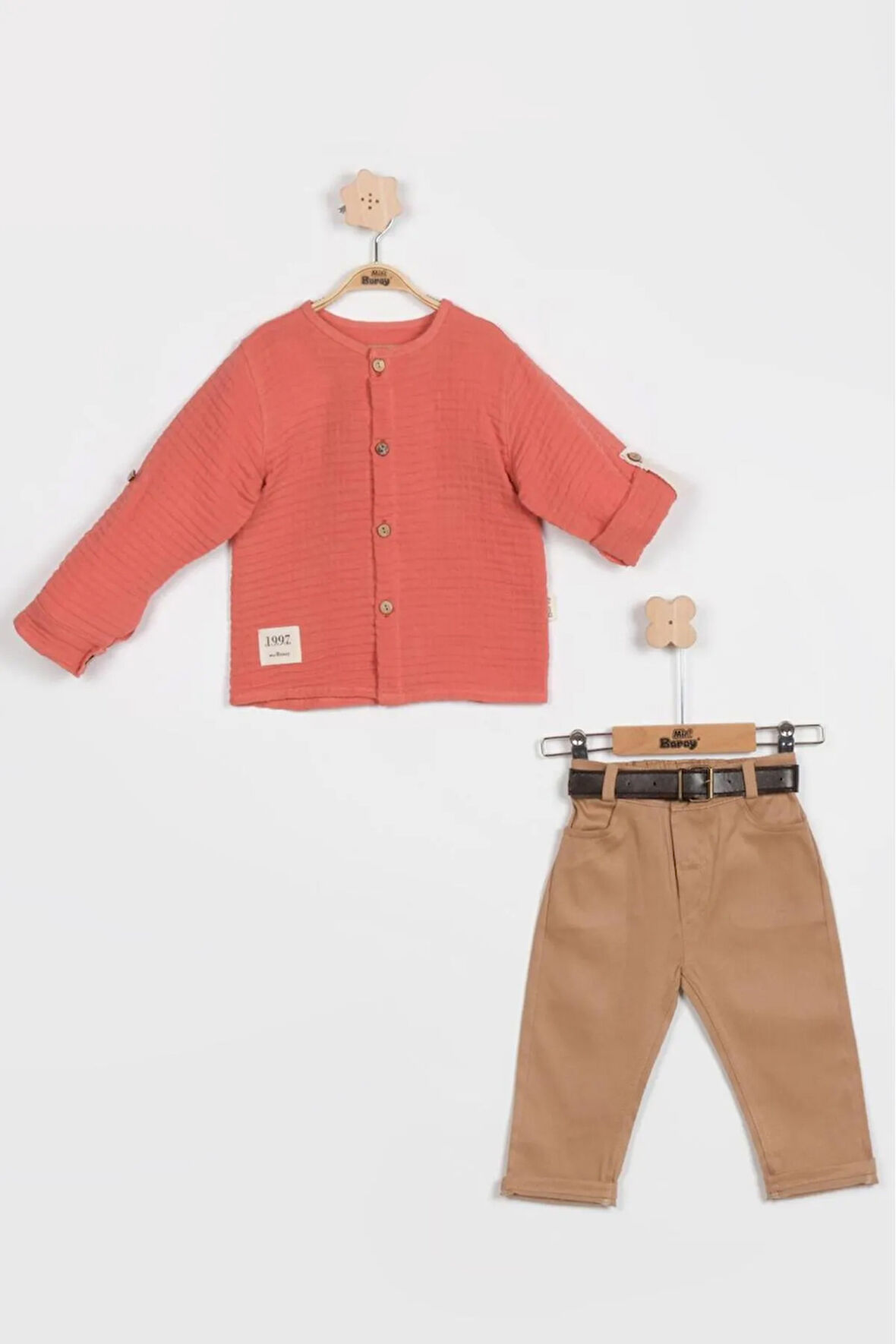 Erkek Bebek Gabardin Pantolon & Gömlek 2'li Takım (9-12-18 Ay) Pamuk