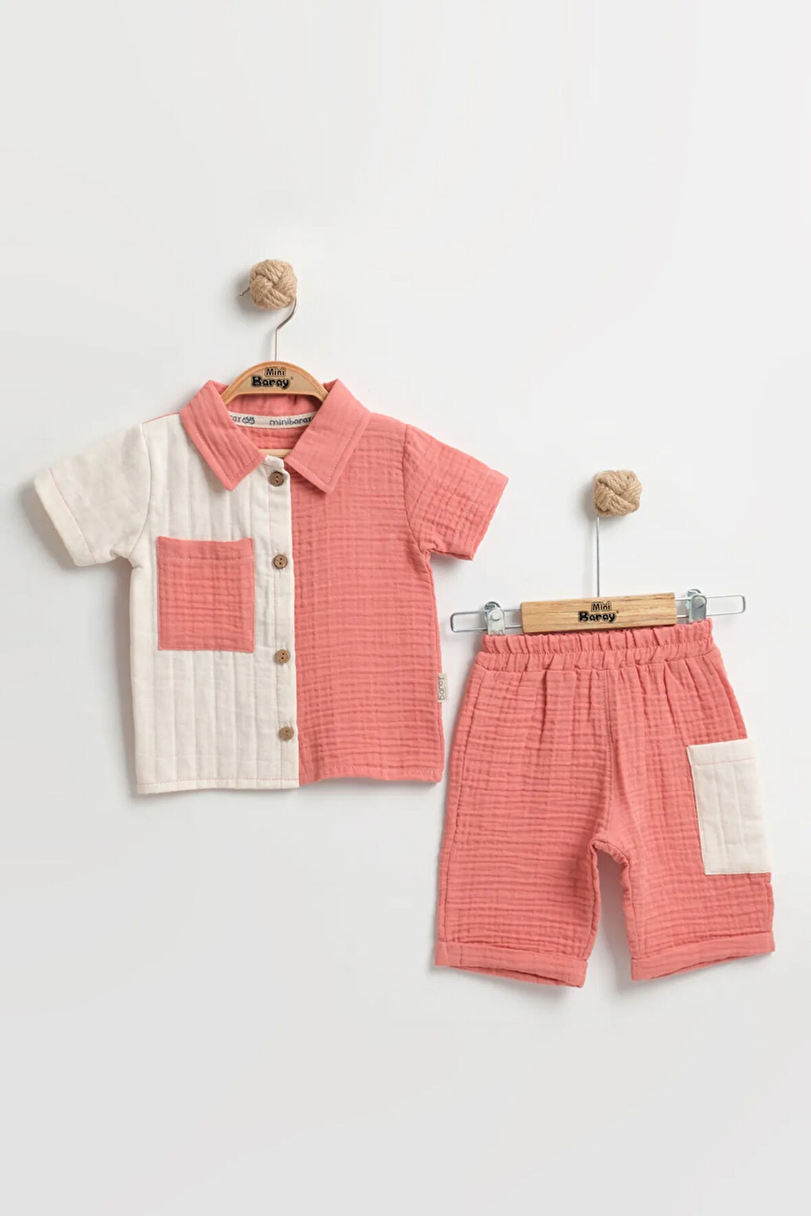 Erkek Bebek Cepli Gömlek & Şort Yazlık Takım (9-12-18 Ay) Organik