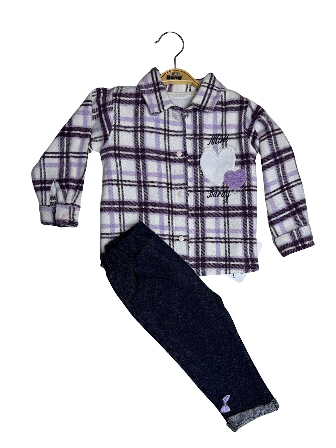Kız ekose 3 lü Gömlek takım