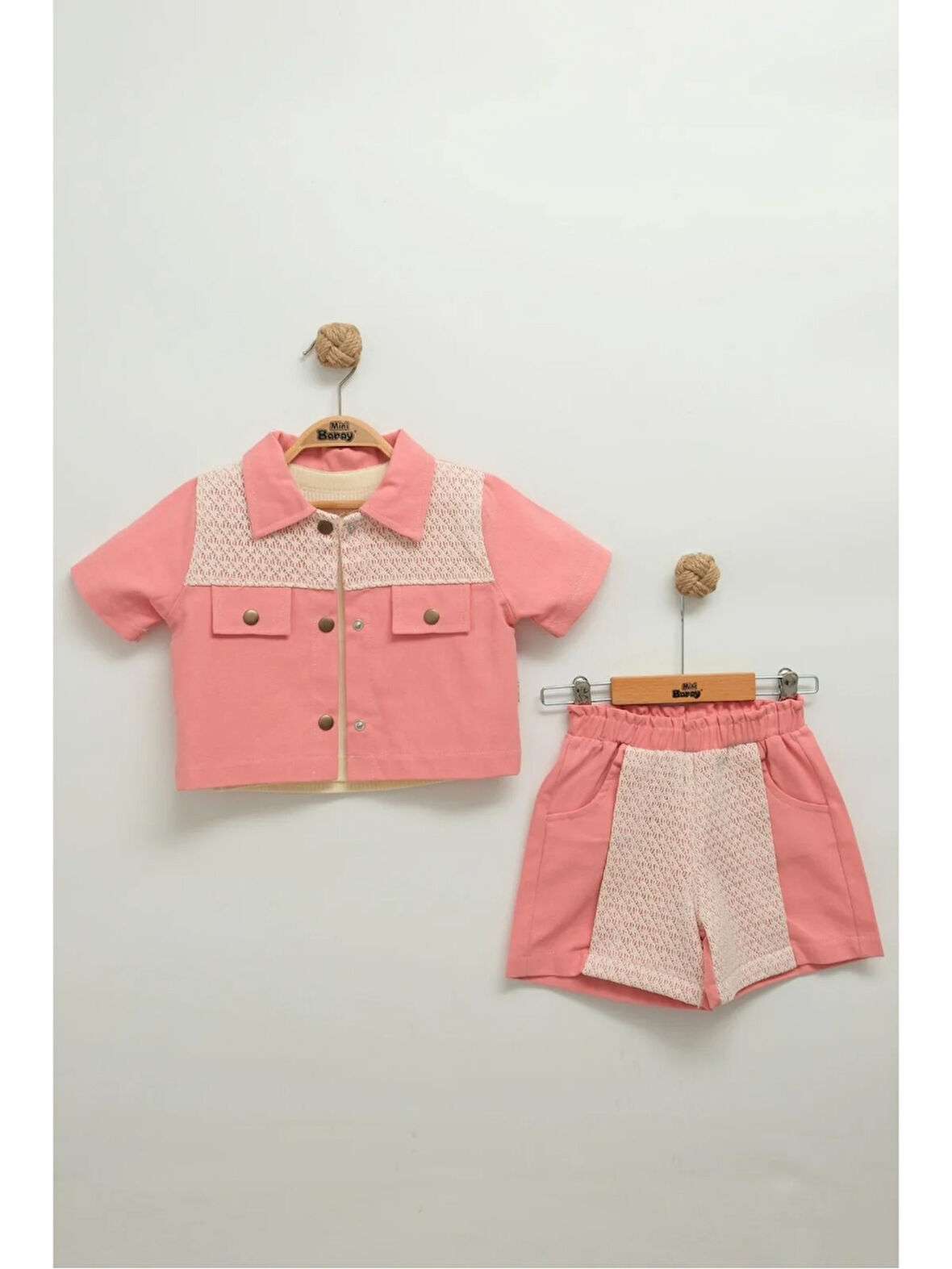 Dantelli Askılı Şortlu Gömlek Takım - 2,3,4,5 Yaş Kız