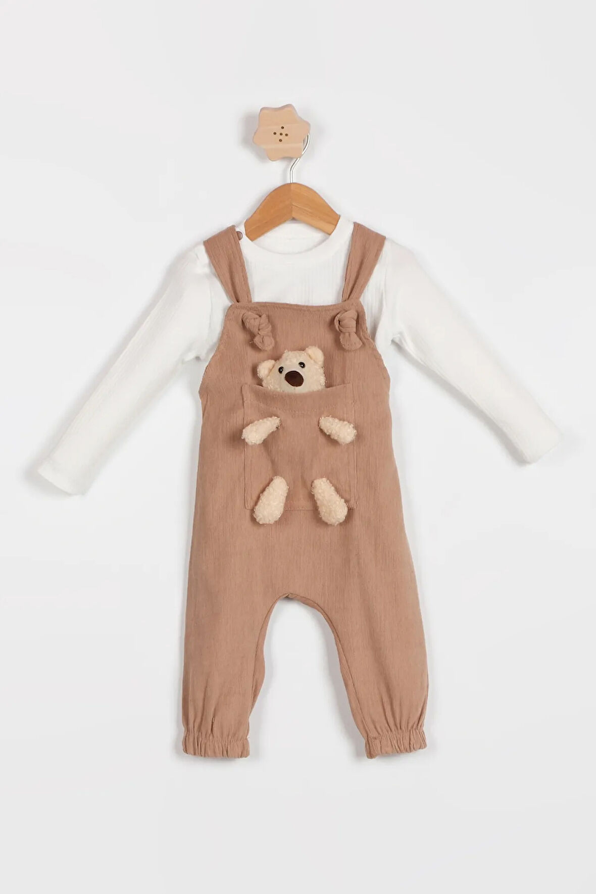 Erkek Bebek Fitilli Kadife Bahçevan Tulum (Oyuncaklı) Rahat Yazlık