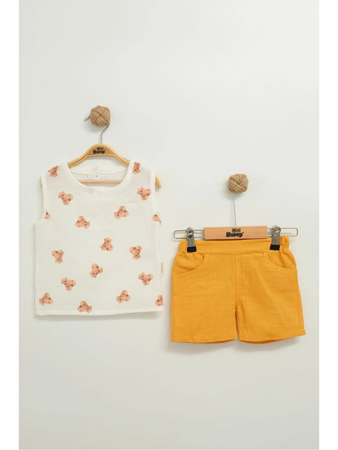 Ayıcıklı müslin Şortlu Atleli takım 2 li erkek