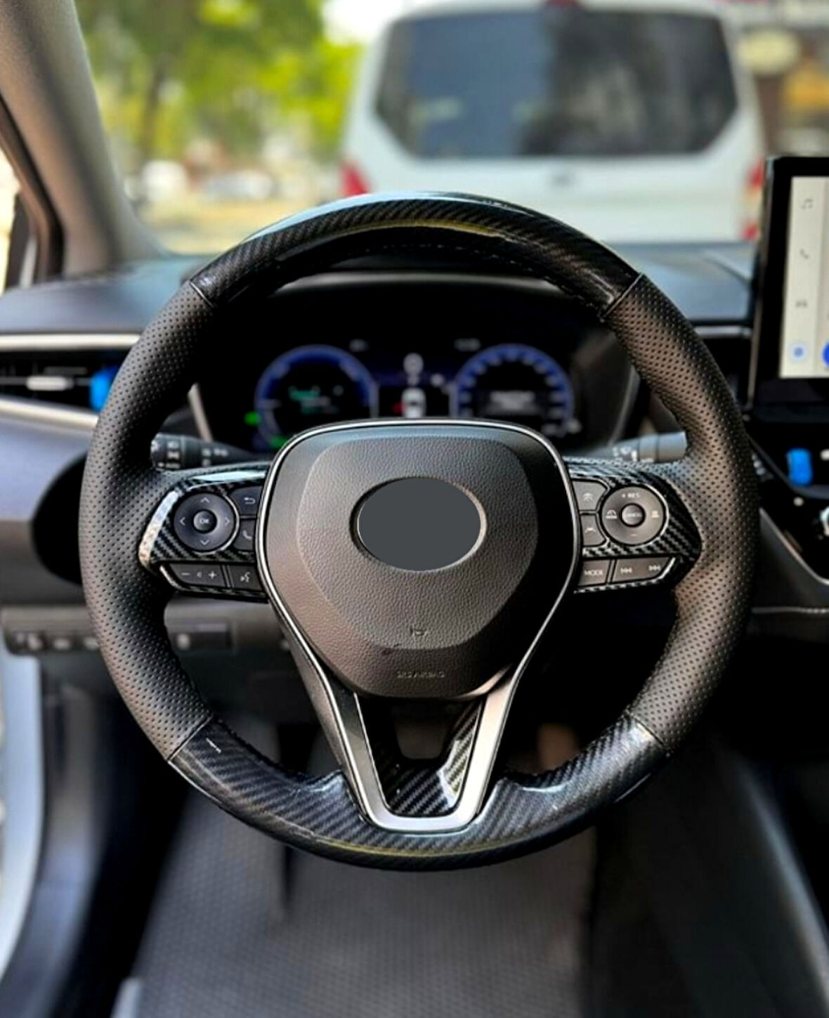 Dikmeli Direksiyon Kılıfı Araca Özel Toyota Uyumlu Corolla 2020-2025 Kristal Karbon