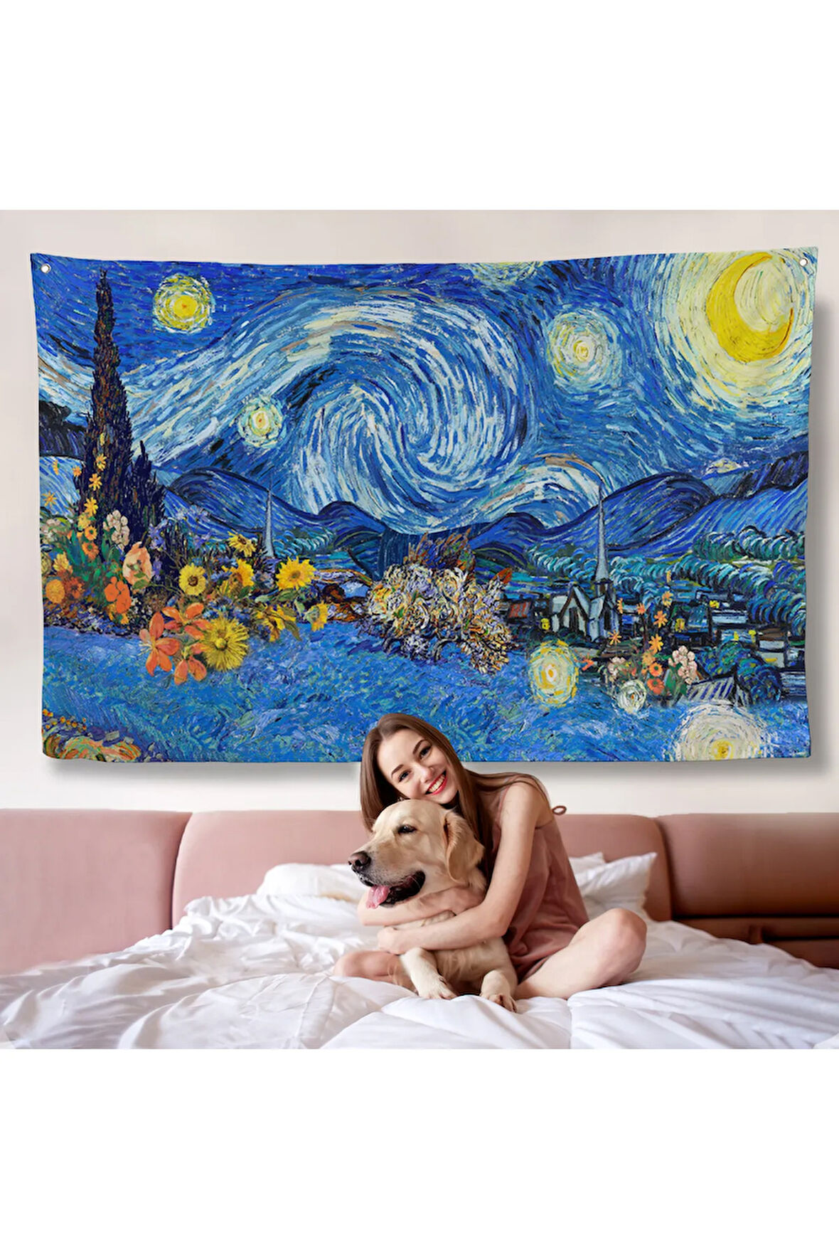 Vincent Van Gogh - Yıldızlı Geceler Duvar Örtüsü - Starry Night-7172