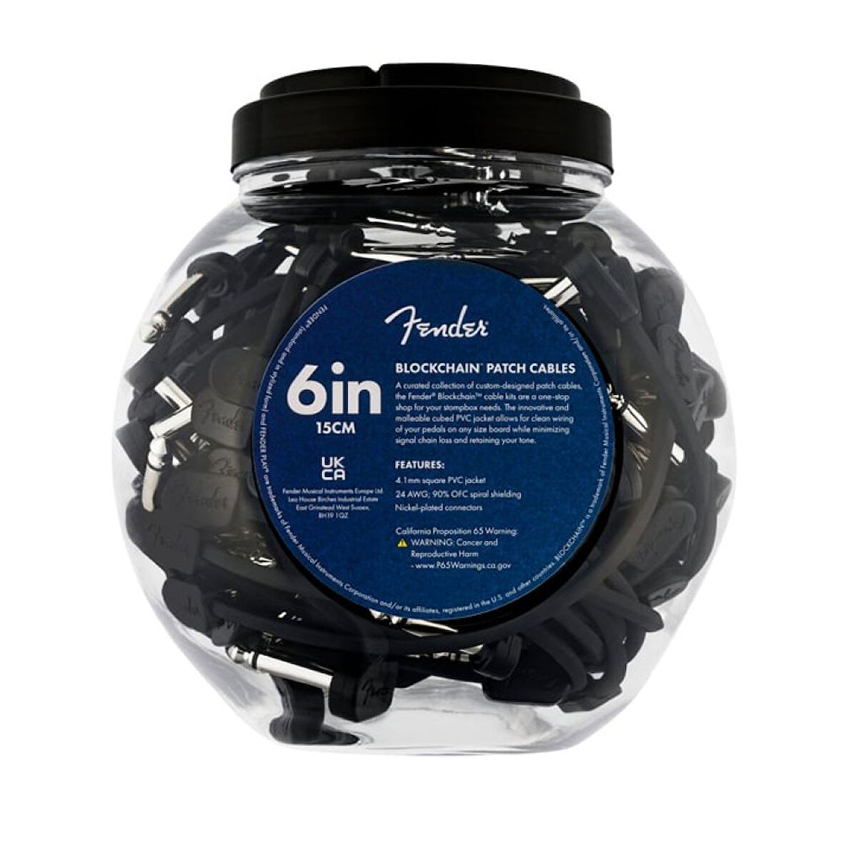 Fender Blockchain Patch Cable Black Bowl of 50 Pedal Ara Kablosu