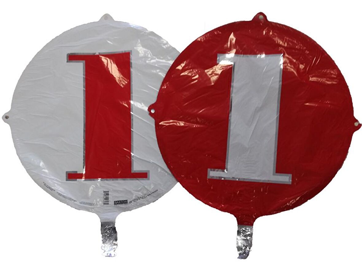 FOLYO BALON RAKAM 1 ÇİFT TARAFLI KIRMIZI-BEYAZ 18'' - PAKETTE 1 ADET