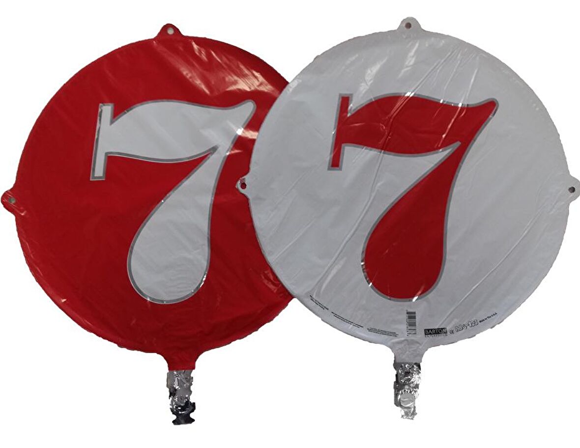 FOLYO BALON RAKAM 7 ÇİFT TARAFLI KIRMIZI-BEYAZ 18'' - PAKETTE  1 ADET