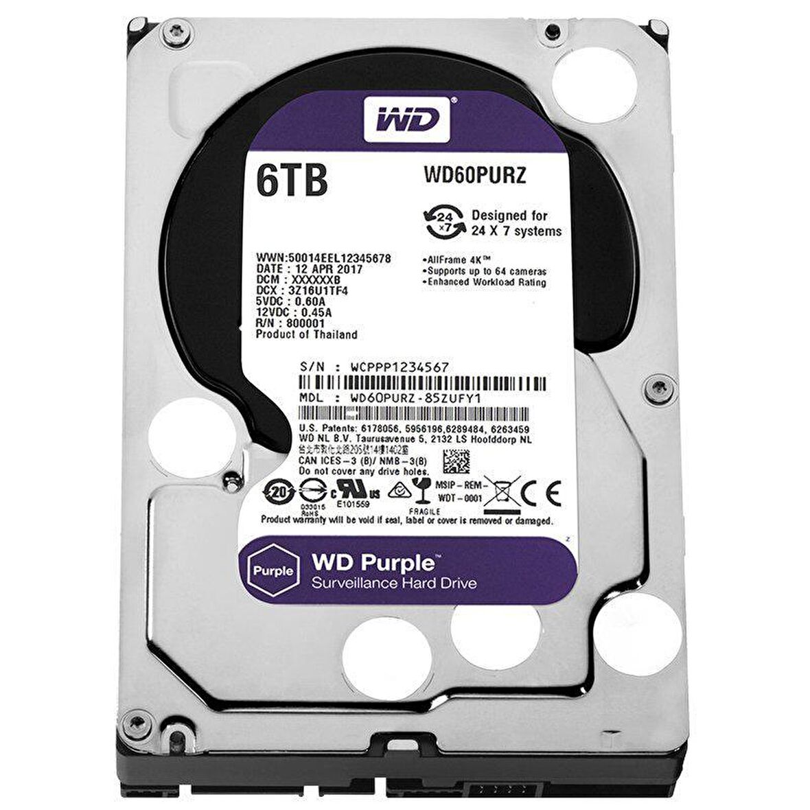WD Purple WD60PURZ 3.5 İnç 6 TB 5400 RPM Sata 3.0 Harddisk 