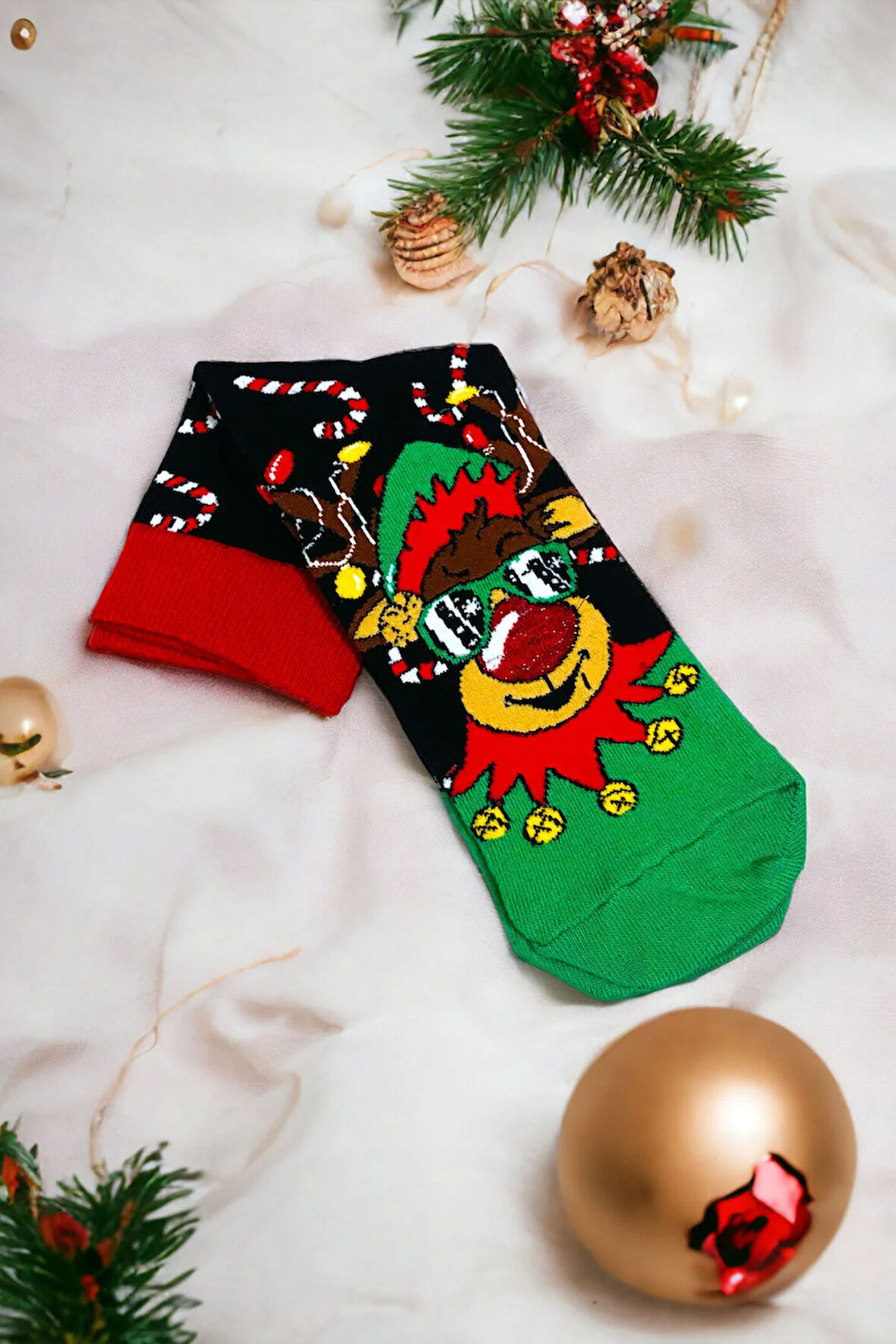 Kadın & Erkek Unisex Yeni Yıl Yılbaşı Soket Çorap