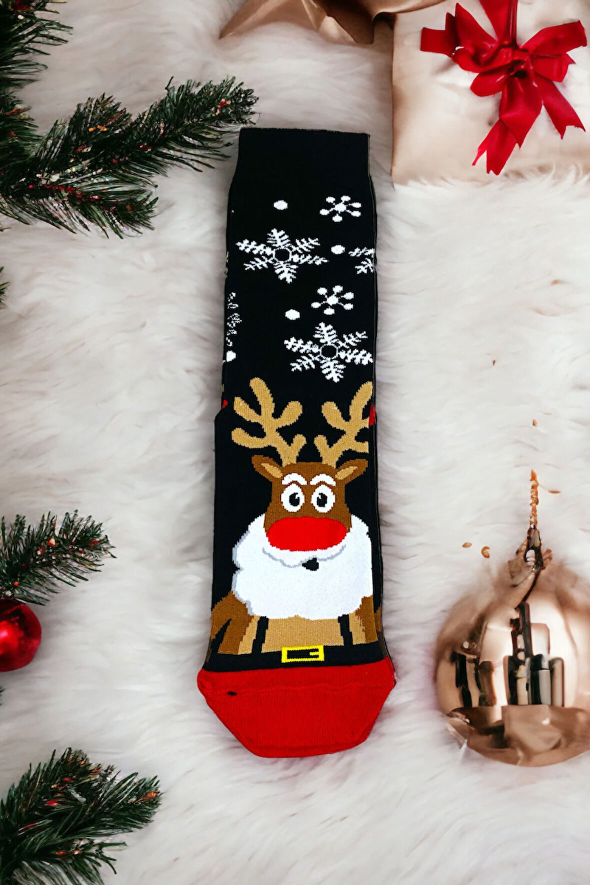 Kadın & Erkek Unisex Yeni Yıl Yılbaşı Soket Çorap