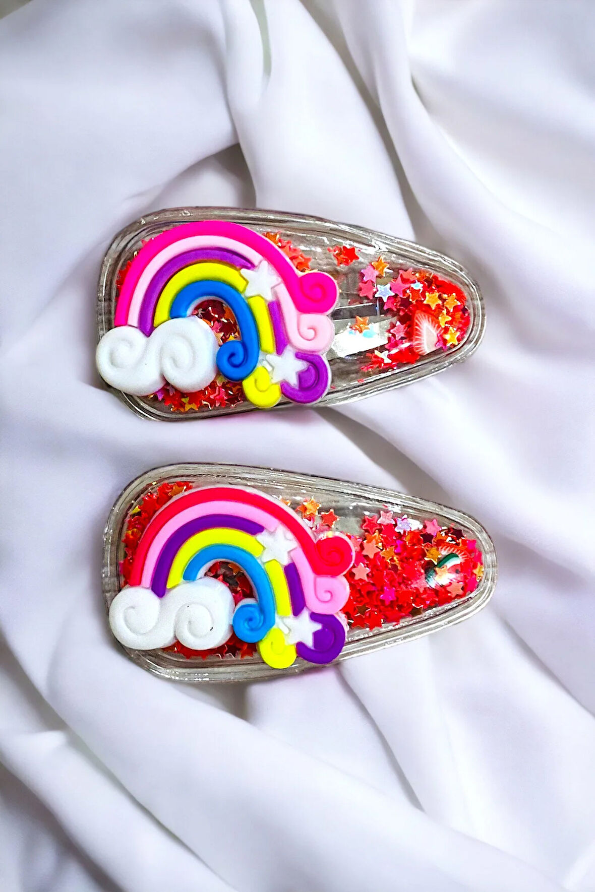 2 Li Pullu Gökkuşaklı Çıt Çıt Çocuk Toka Seti