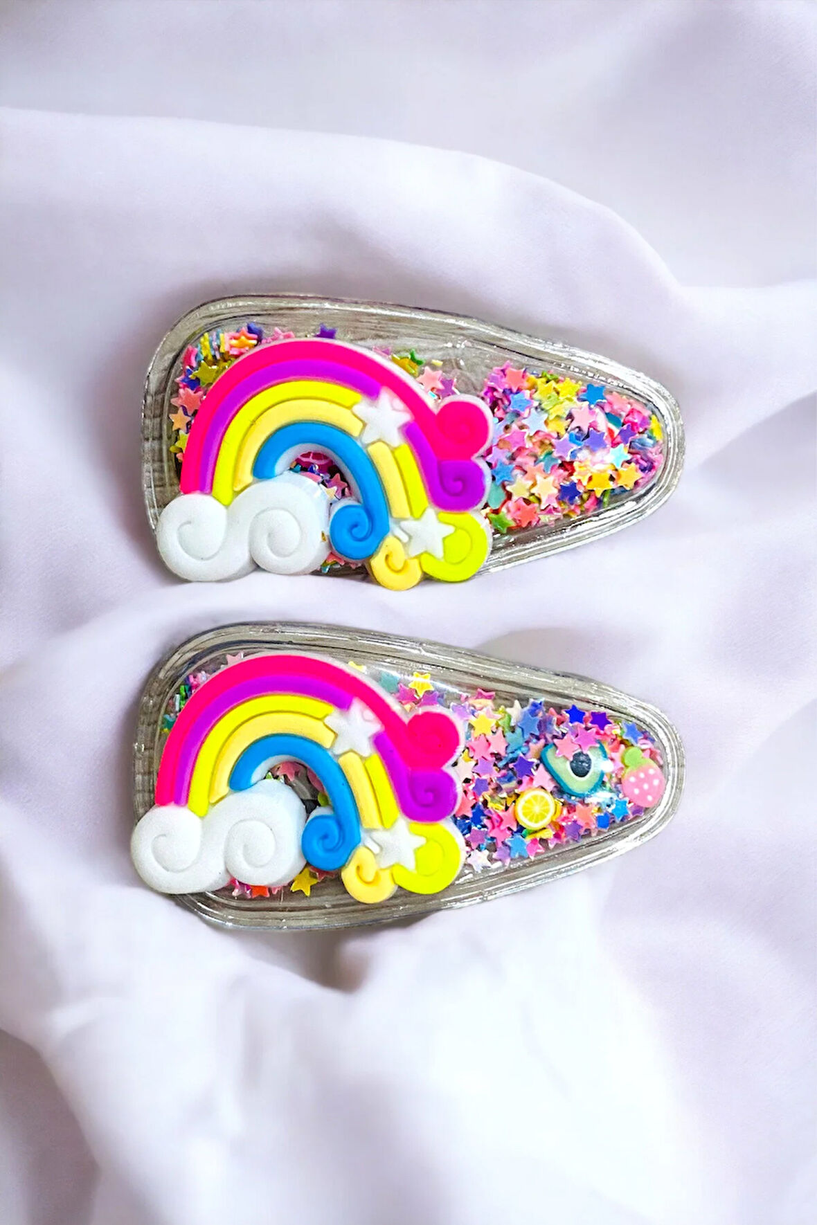 2 Li Pullu Gökkuşaklı Çıt Çıt Çocuk Toka Seti