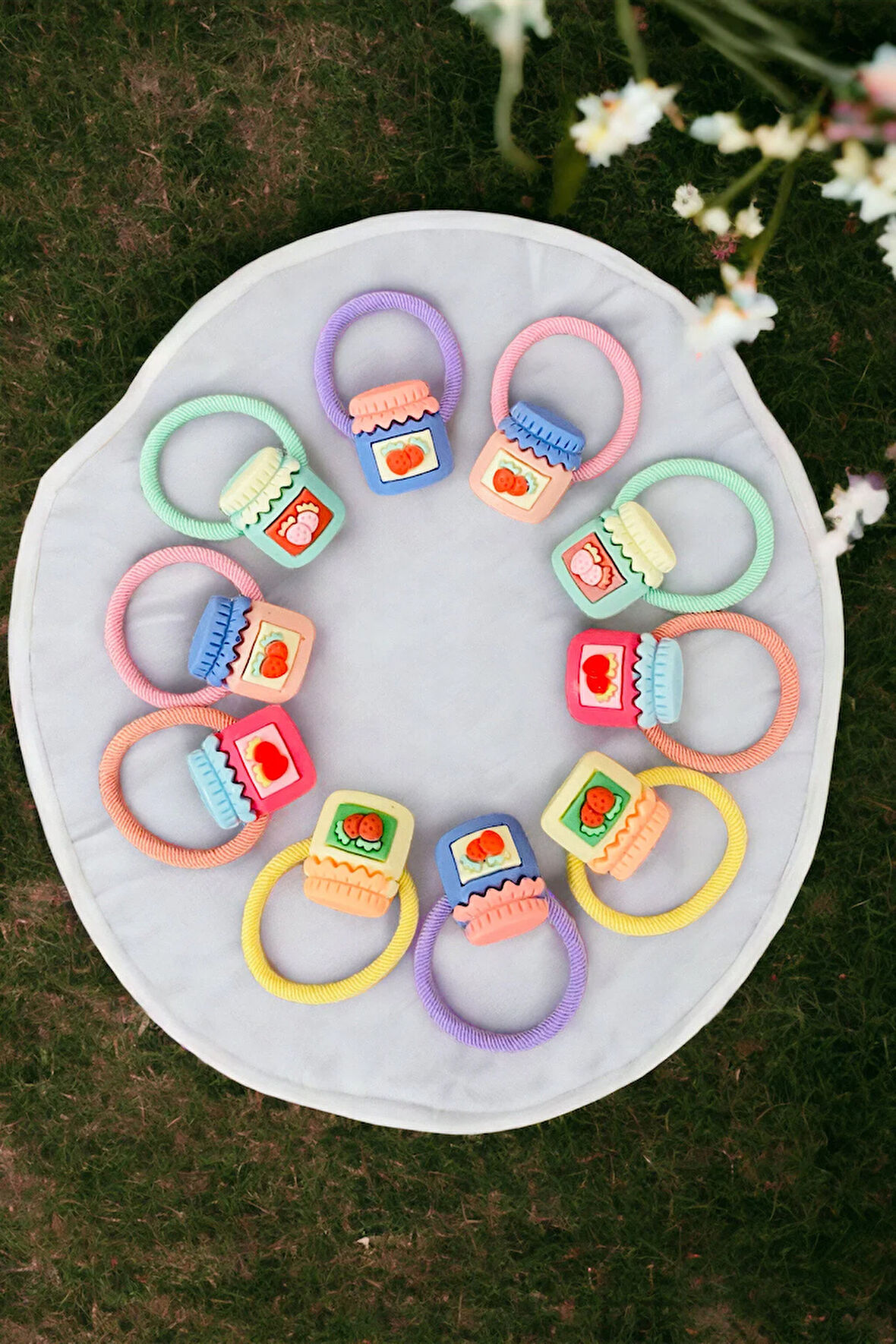 Çocuk 10 Adet Figürlü Rengarenk Lastik Toka Seti