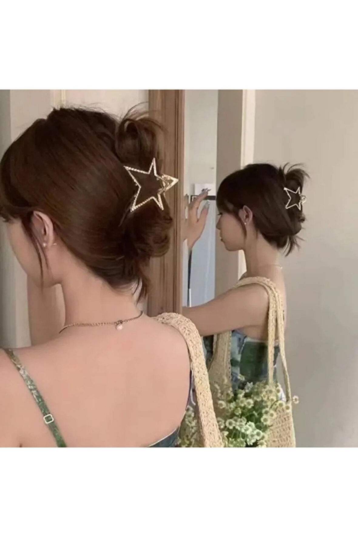 Kadın Yıldız Model Yüksek Kalite Kararmaz 6 Cm Metal Toka