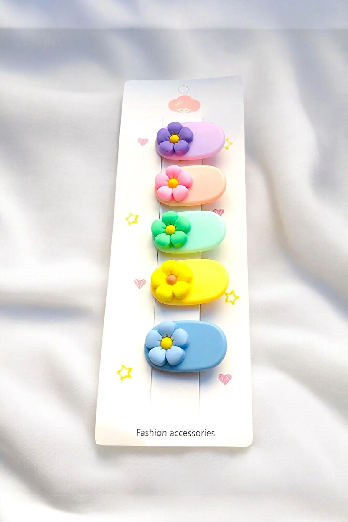 Çocuk 5 Adet Papatya Figürlü 4 Cm Pens Toka