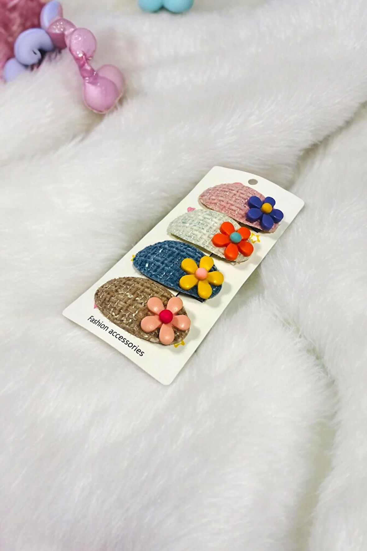 Çocuk 4 Adet Papatya Figürlü 5,5 Cm Çıtçıt Toka