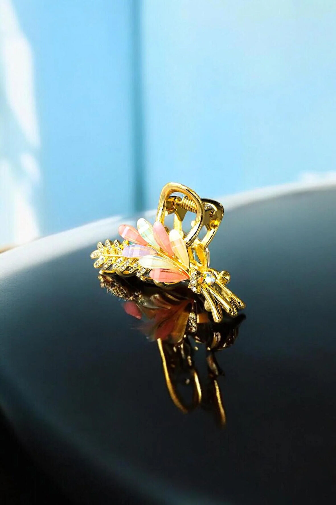 Kadın Gold Zirkon Taşlı Metal Toka ( 5,5 Cm )