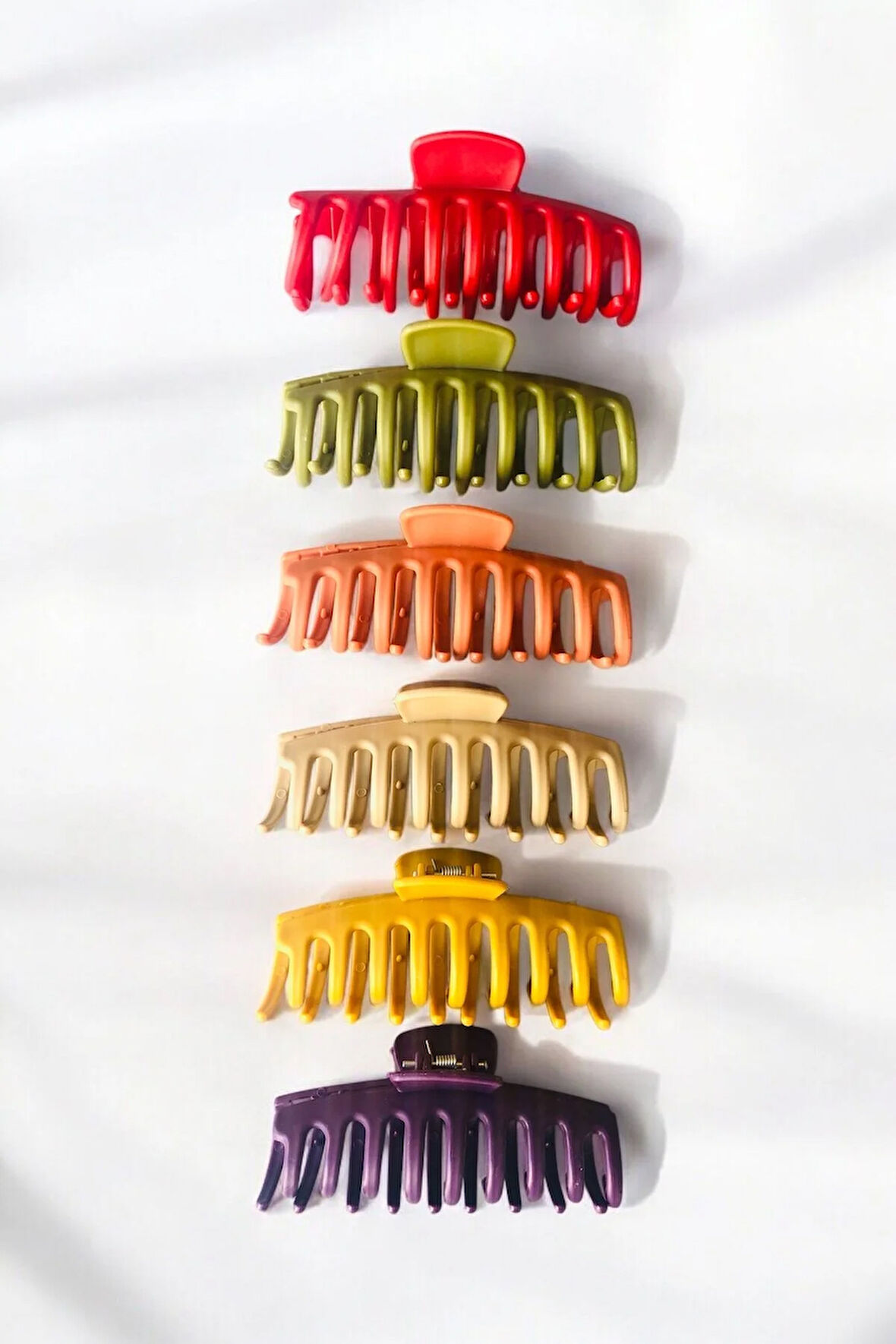 11 cm Büyük Boy Tırpan Model Renkli Kadın Saç Tokası | 6’lı Set – Güçlü Tutuculuk – Mat Yüzey