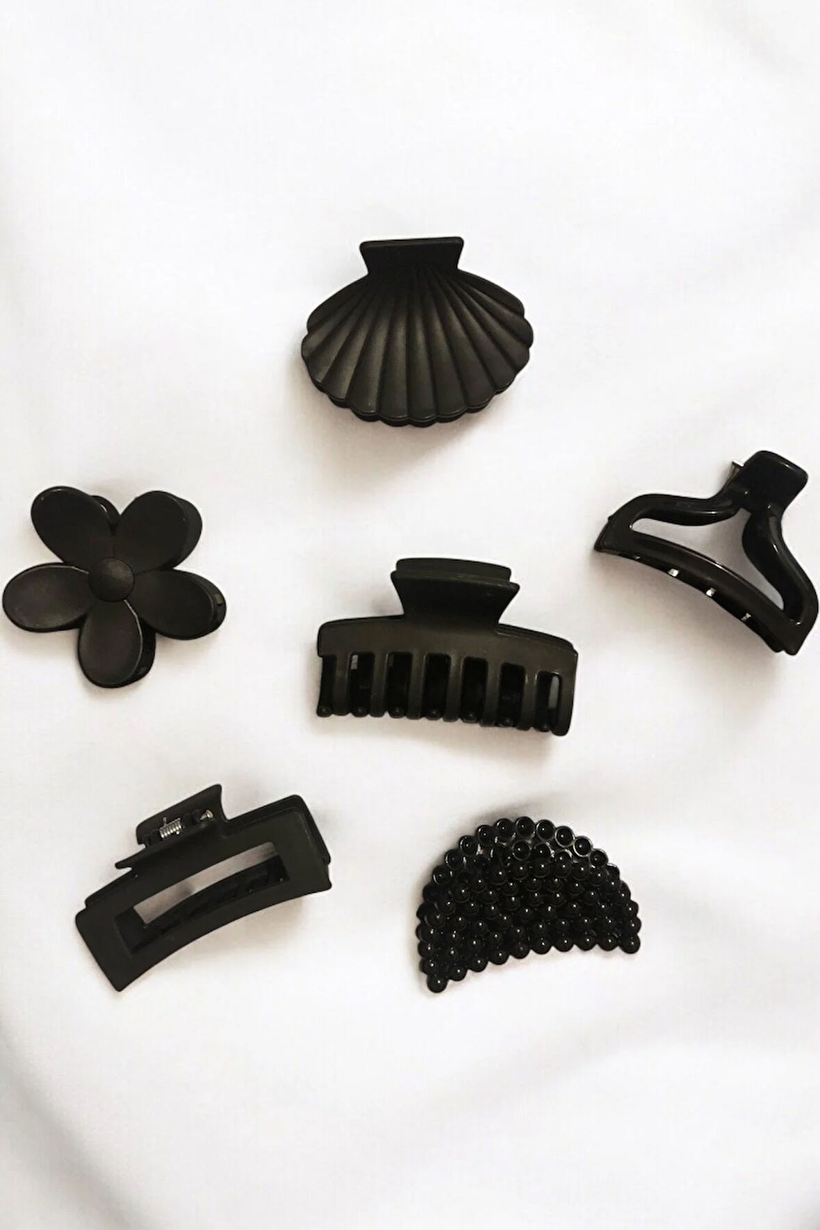 Kadın 6 Adet 6 Farklı Model 6 Cm Siyah Mandal Toka