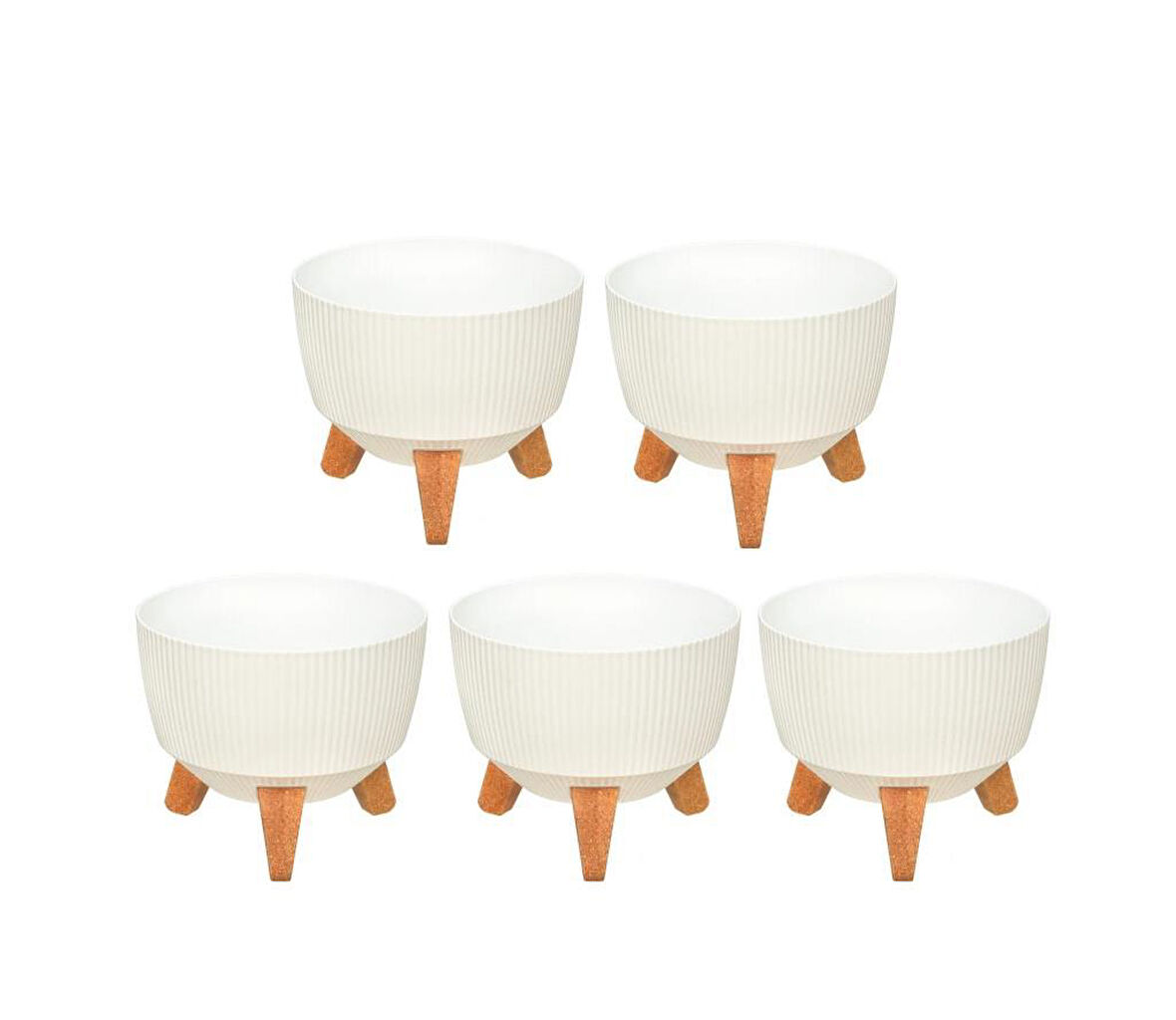 Omnipazar ELF-494 Dekoratif Ayaklı Nostalji Saksı 2.8 lt Beyaz 5 Adet 