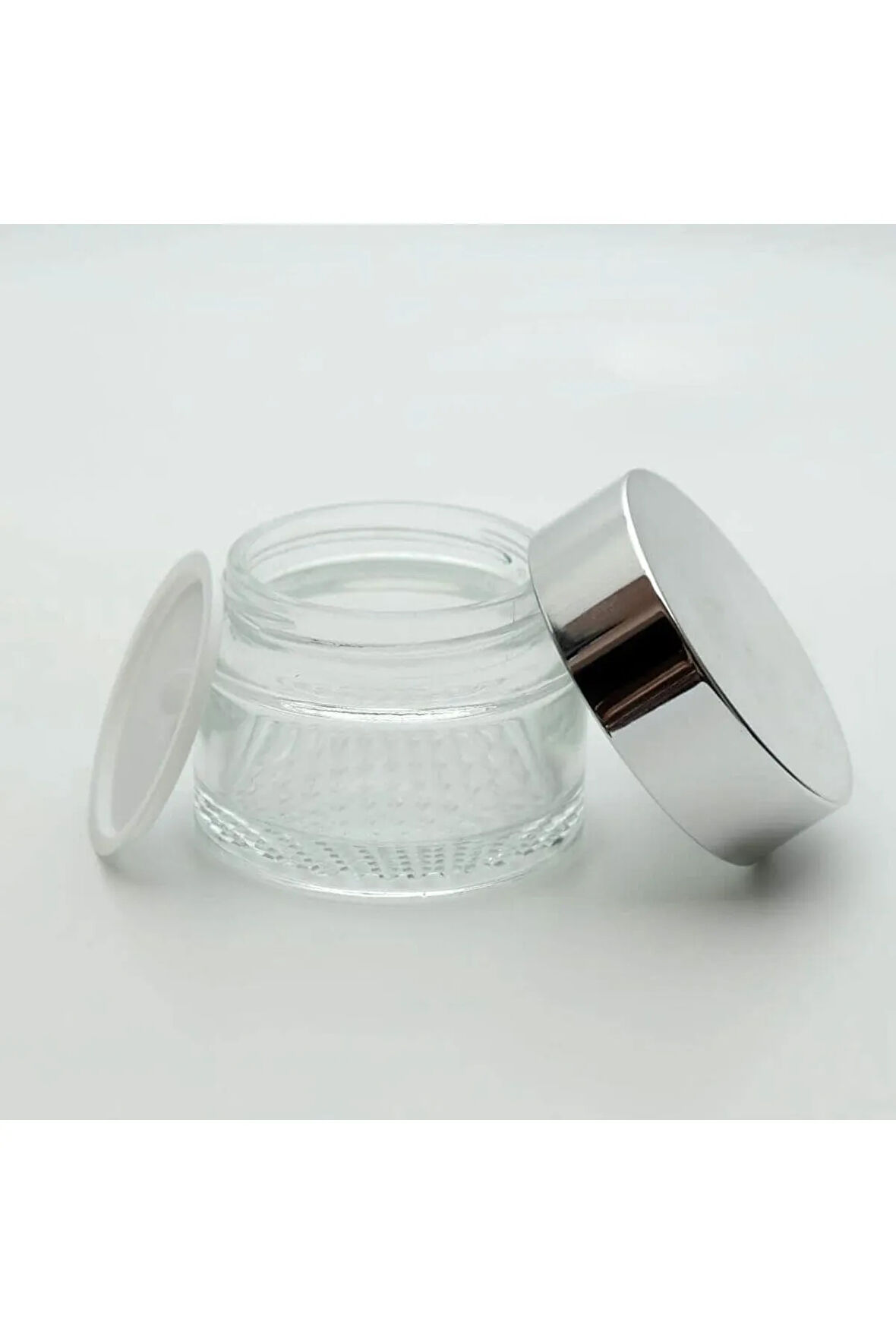 KREM KUTUSU 50 ML (20 ADET) ŞEFFAF GRİ KAPAKLI KAVANOZ