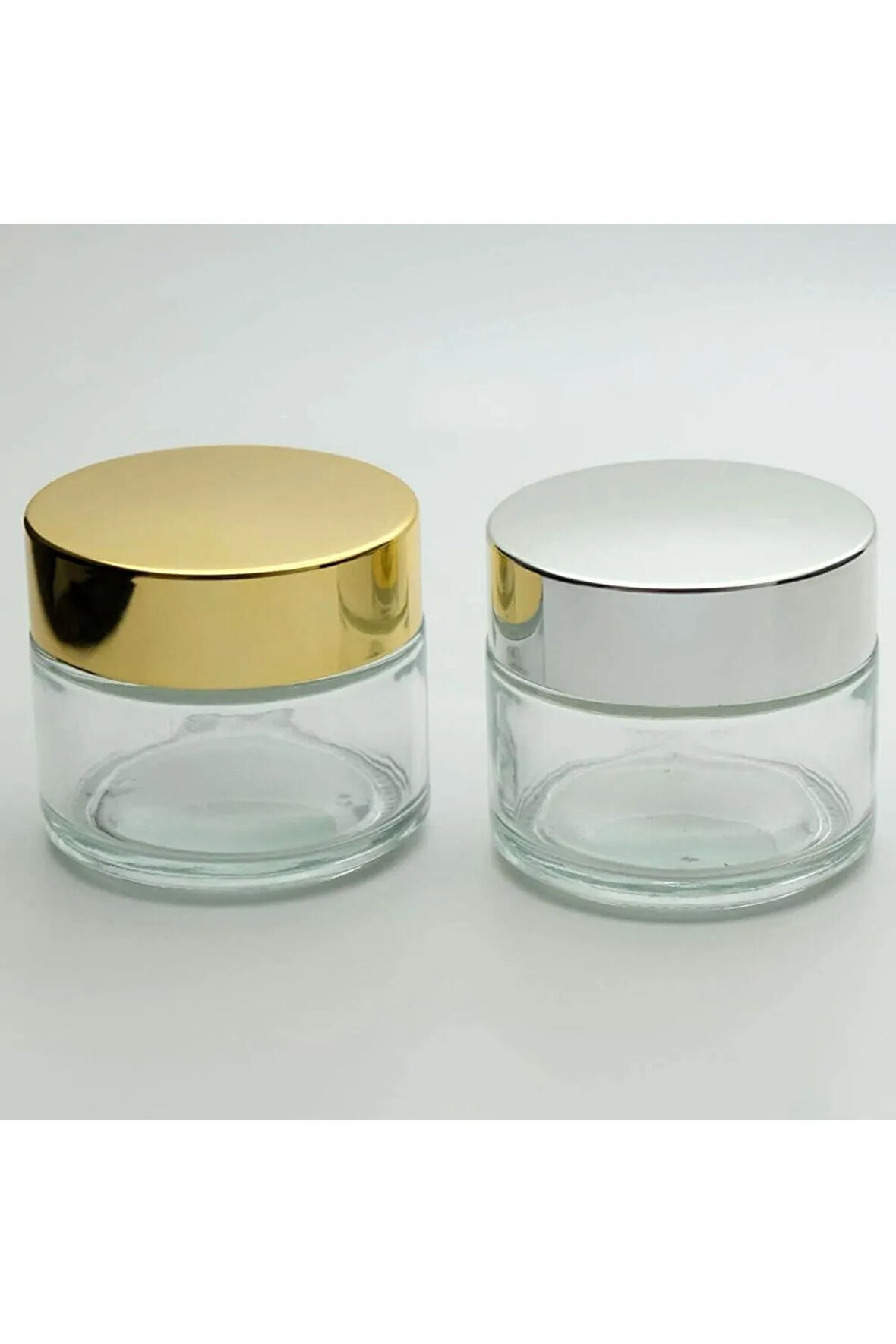 BOŞ KREM KAVANOZU 100 ML (5 ADET ) ŞEFFAF GRİ KAPAKLI BOŞ ŞİŞE