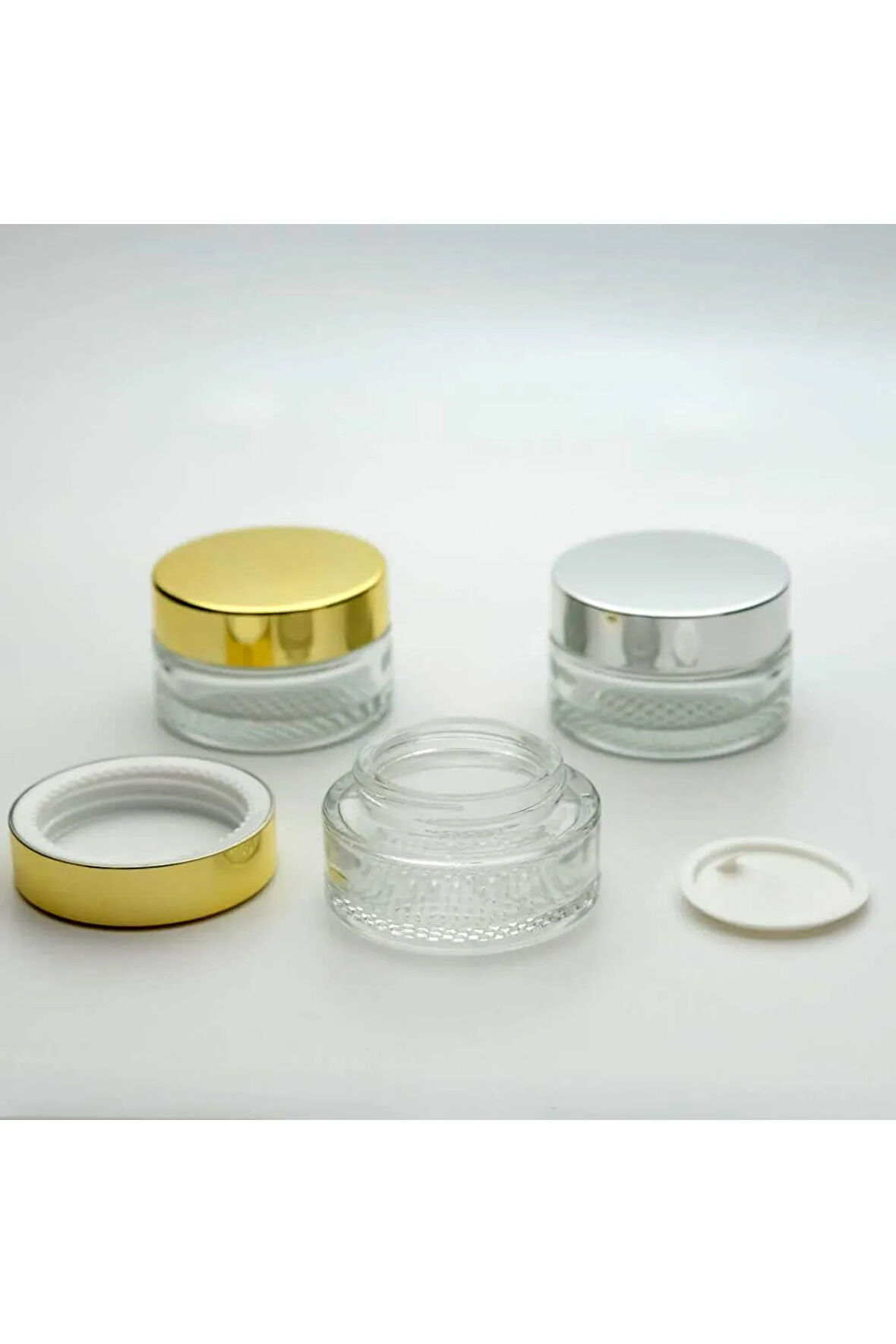 BOŞ KREM KAVANOZU 30 ML (10 ADET) BOŞ ŞEFFAF GRİ KAPAKLI KUTU