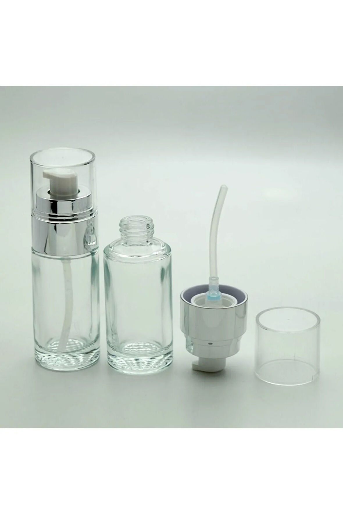 BOŞ KREM VE LOSYON ŞİŞESİ 40 ML (10 ADET) ŞEFFAF GRİ KAPAKLI BOŞ ŞİŞE