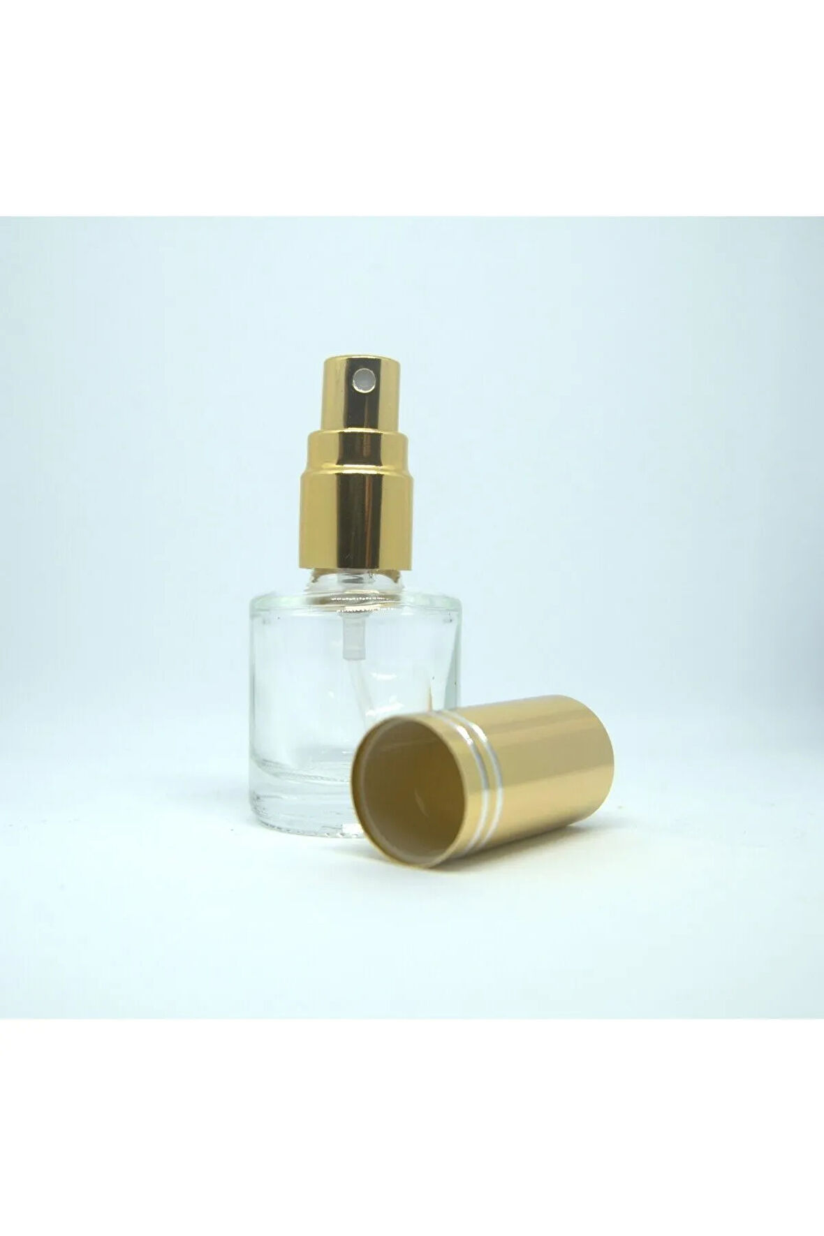 BOŞ PARFÜM ŞİŞESİ 7 ML (5 ADET) SARI METAL SPREY VE KAPAK BOŞ