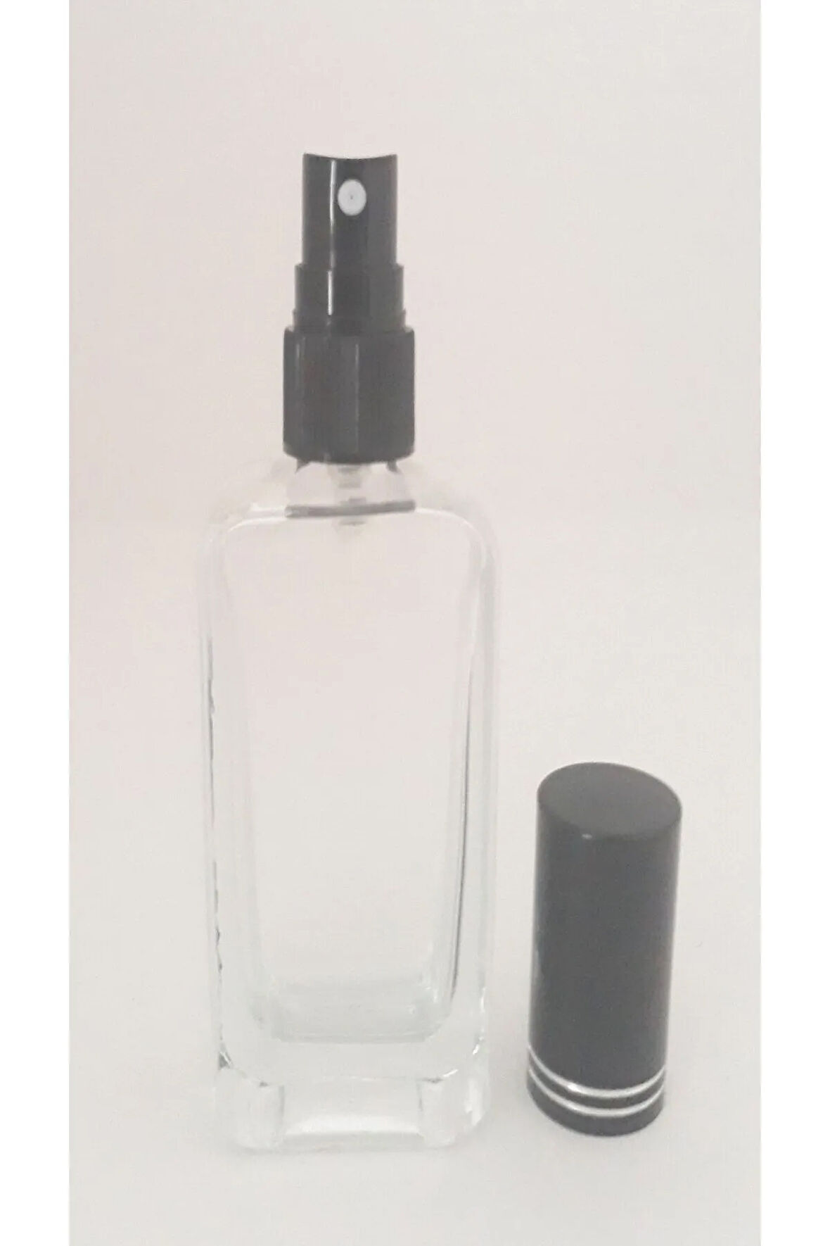 BOŞ PARFÜM ŞİŞESİ 50 ML (3 ADET) SİYAH KAPAK PLASTİK VALF IPHONE BOŞ ŞİŞE