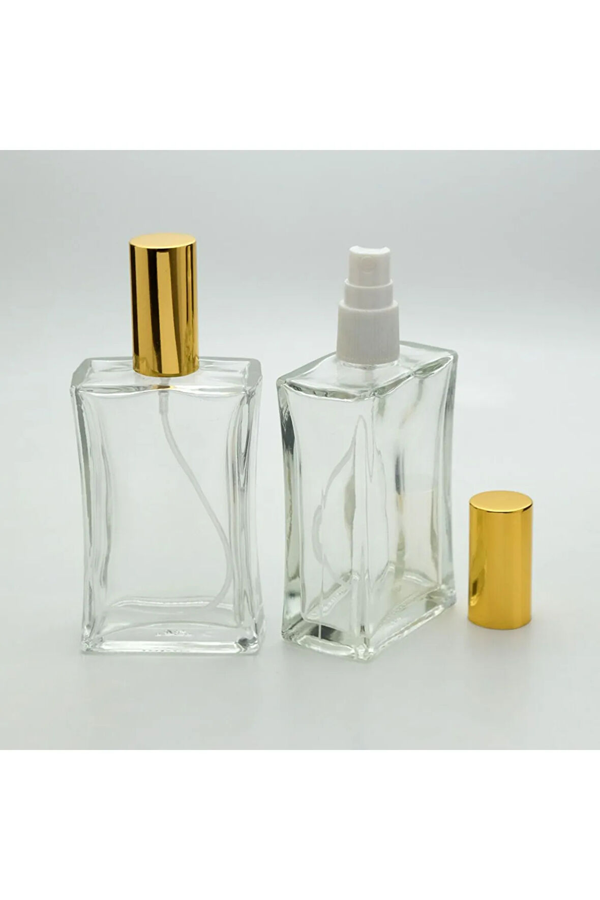 BOŞ PARFÜM ŞİŞESİ 100 ML (2 ADET) İÇBÜKEYI METAL KAPAK PLASTİK VALF İÇBÜKEY BOŞ ŞİŞE