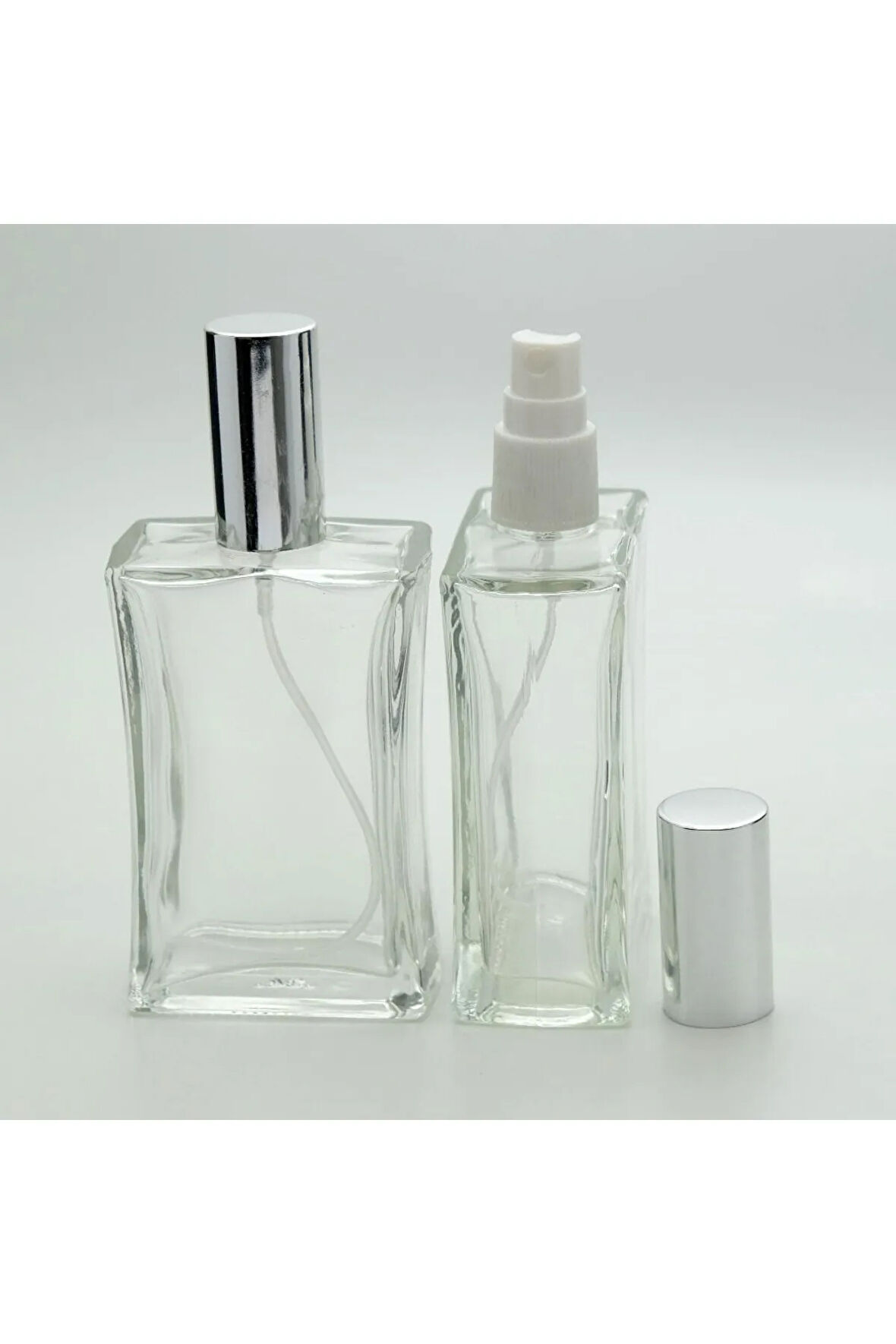 BOŞ PARFÜM ŞİŞESİ 100 ML (5 ADET) METAL KAPAK PLASTİK VALF İÇBÜKEY BOŞ ŞİŞE