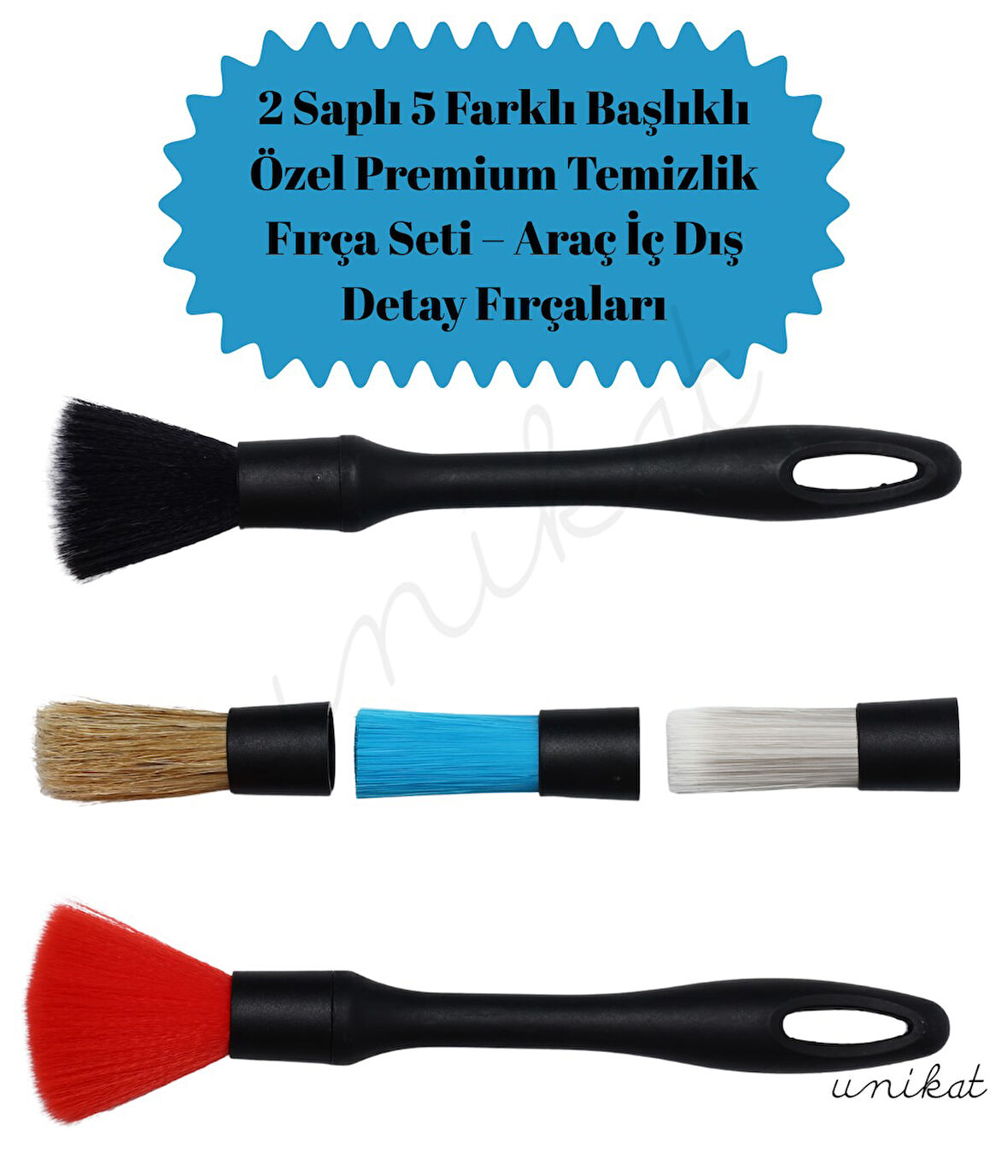 Unikat Çeşitli Detay Fırça Seti 2 Sap 5 Farklı Başlıklı