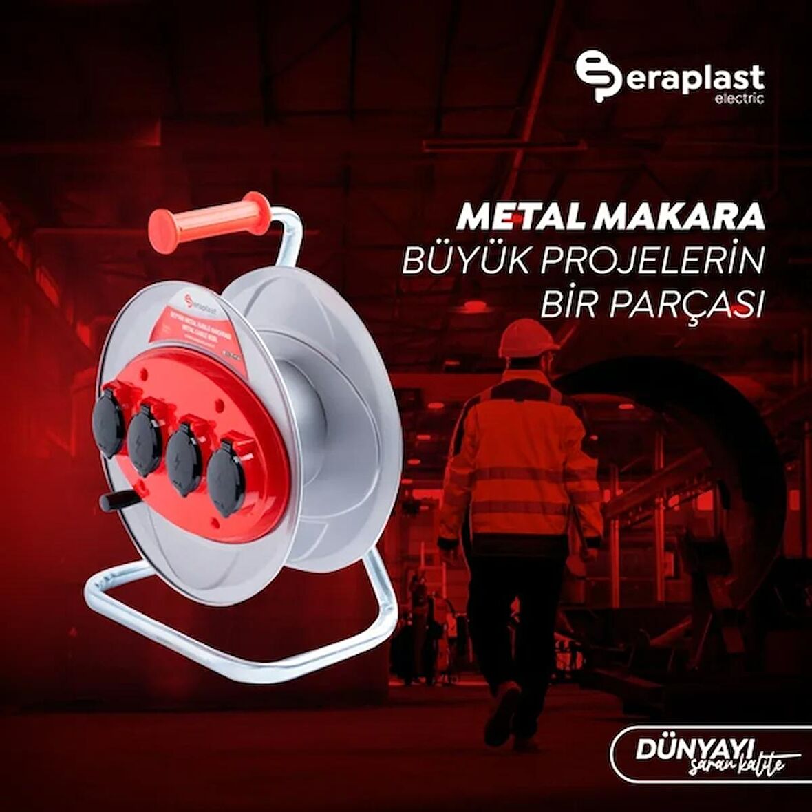 Asyagrup Eraplast Boş Kablo Makarası / Metal Kasa - 4 Prizli