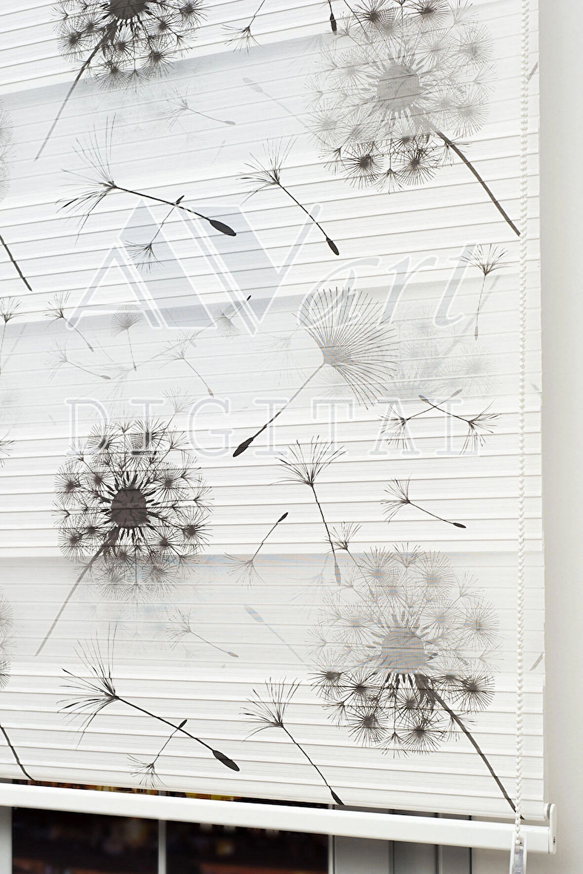 Karahindiba Uçan Tüyler Baskılı Zebra Perde - Dandelion - Dijital Baskılı Zebra Stor Perde